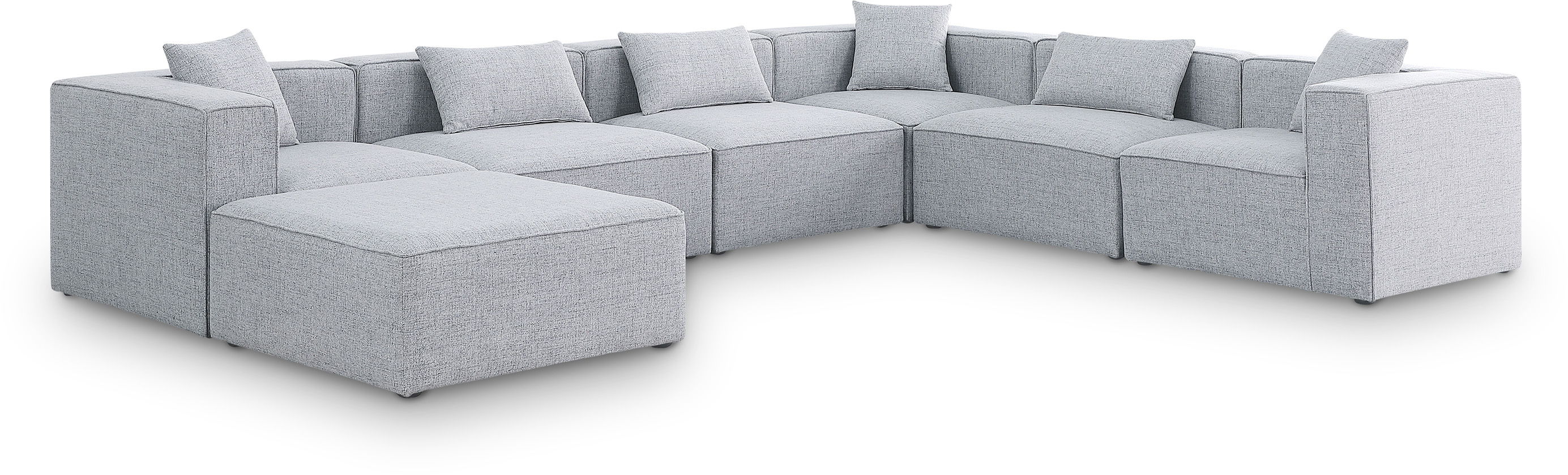 Cube - Linen 7 Piece Modular Sectional - Gray
