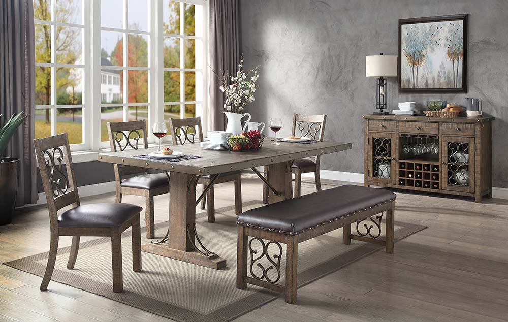 Raphaela - Dining Table - Weathered Cherry, dark brown