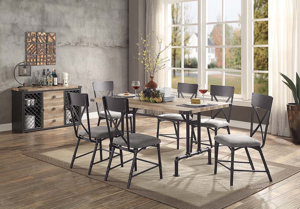 Edina - Dining Table - Oak & Sandy Black, light brown, view 2