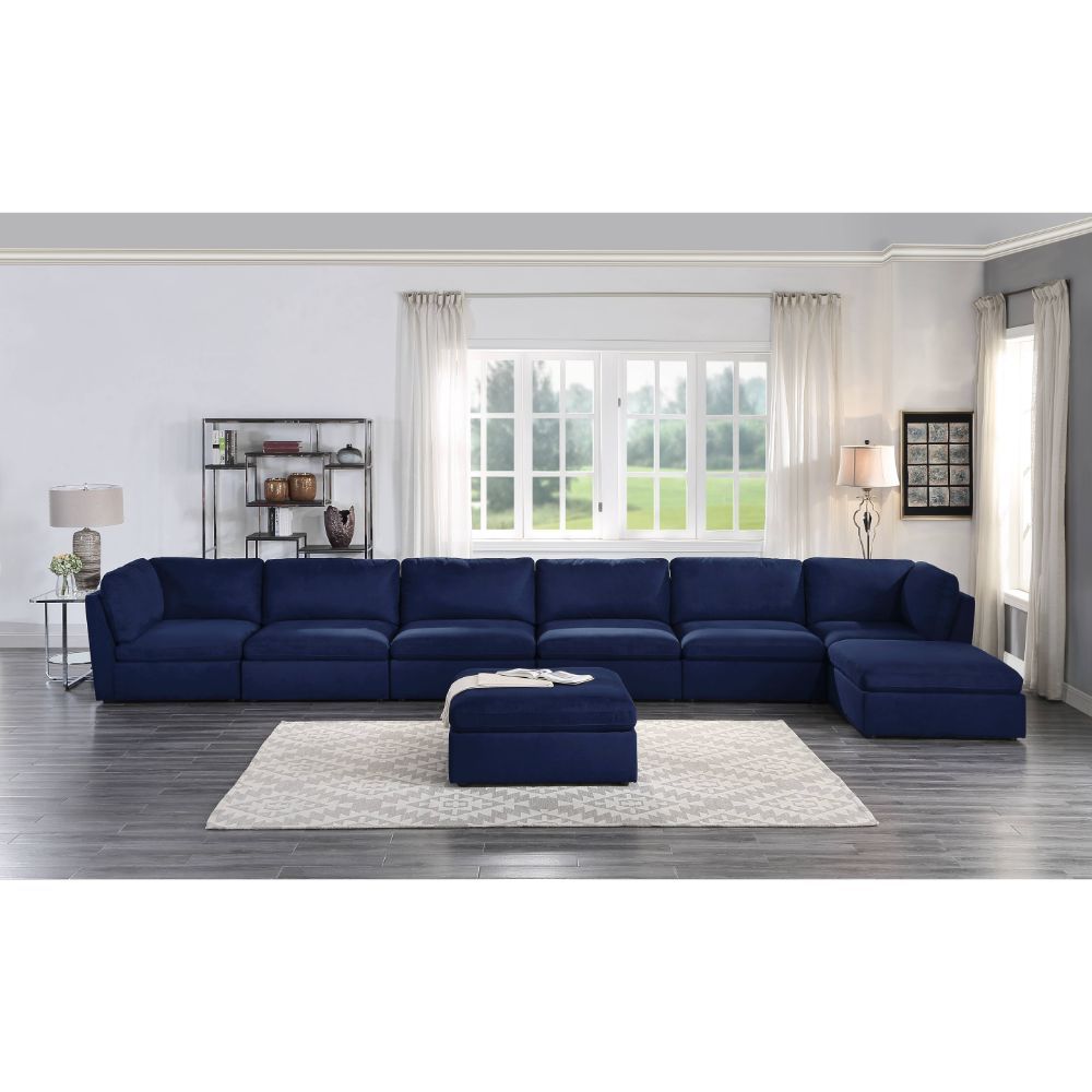 Crosby - Modular Armless Chair - Blue Fabric, blue, view 8