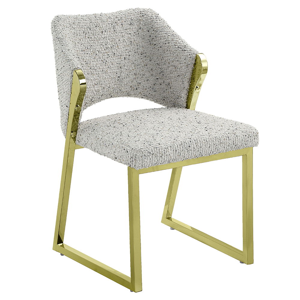 Galdesa - Side Chair (Set of 2) - Teddy Sherpa & Mirrored Gold, gray