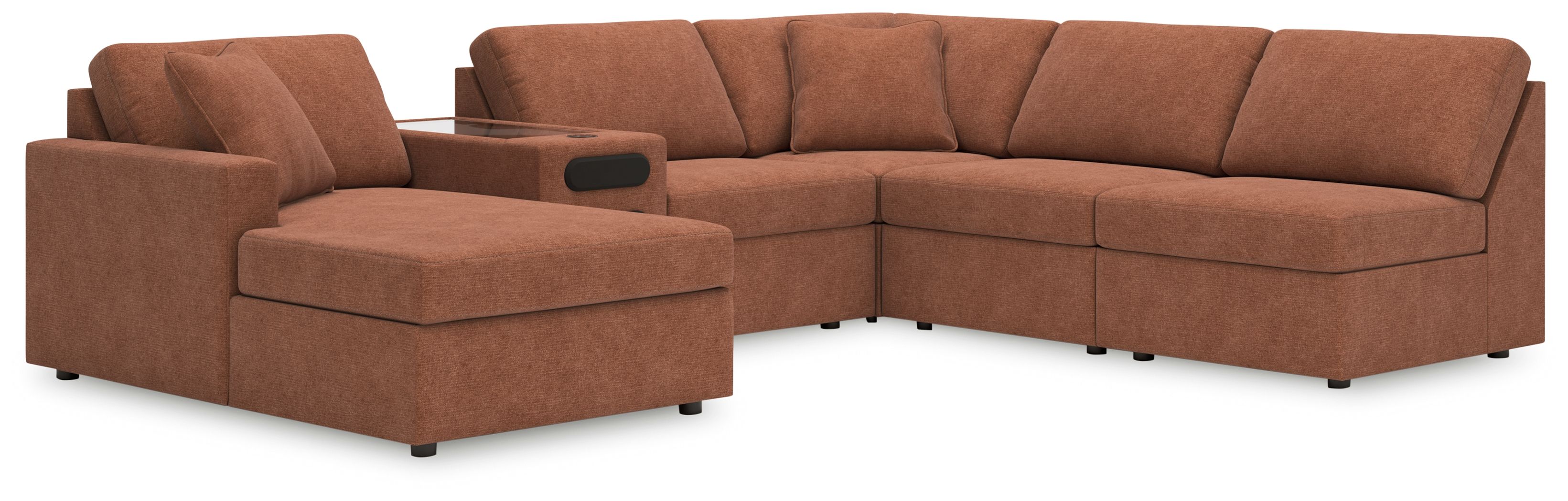 6 Pc · Sectional With Laf Corner Chaise And Audio System Console