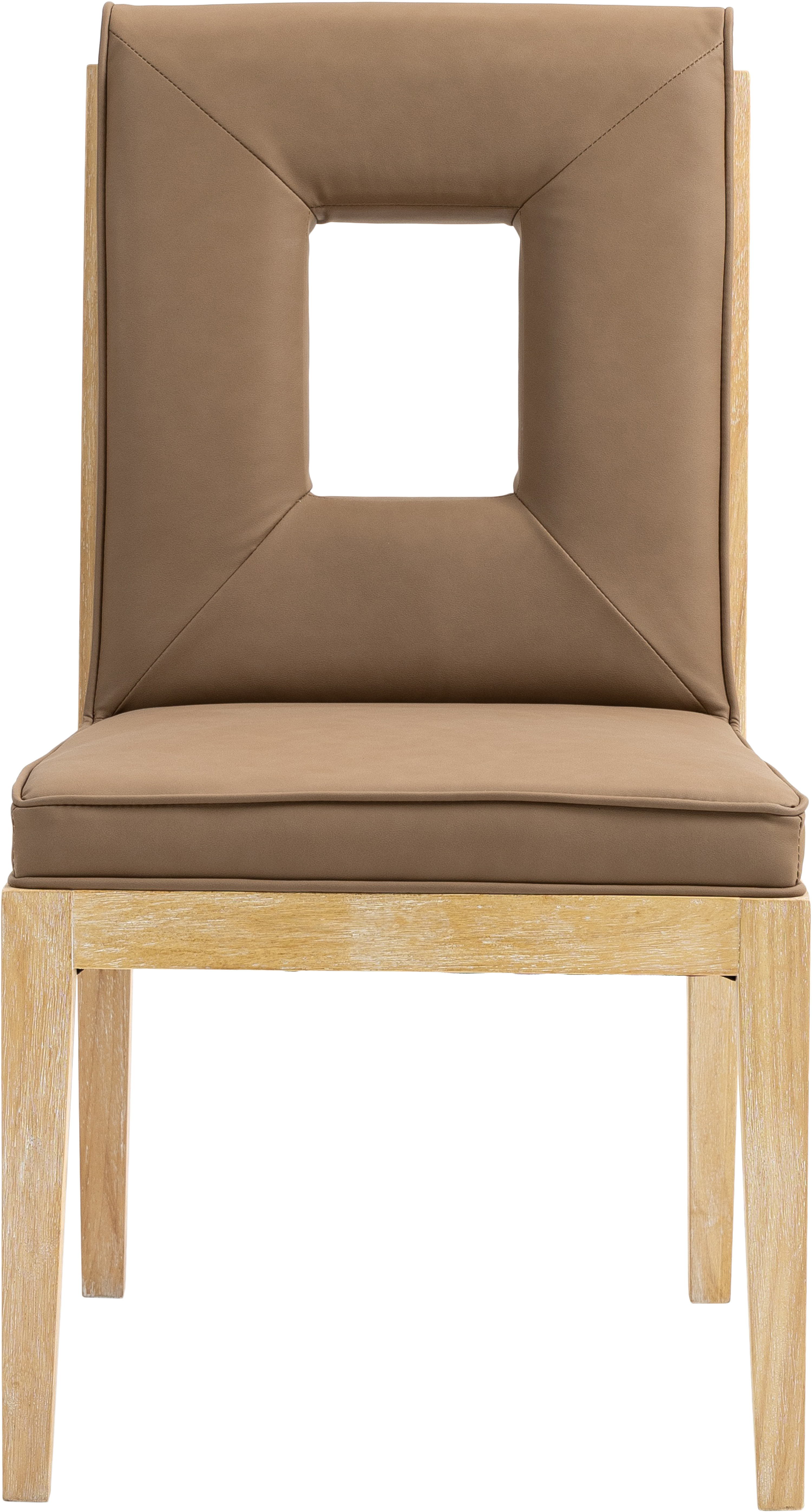Gwendolyn - Faux Leather Dining Side Chair With Natural Frame (Set of 2) - Brown