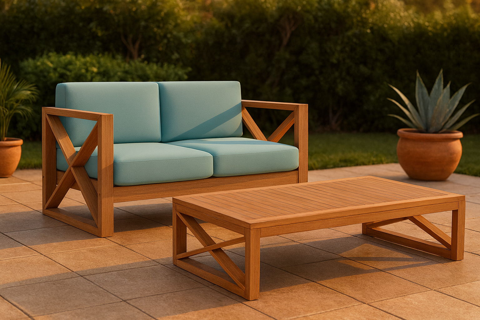 Anguilla - Water Resistant Outdoor Loveseat - Blue