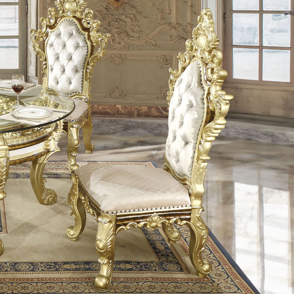 Desiderius - Side Chair (Set of 2) - Antique Gold & Hand-Painted Brown, gold