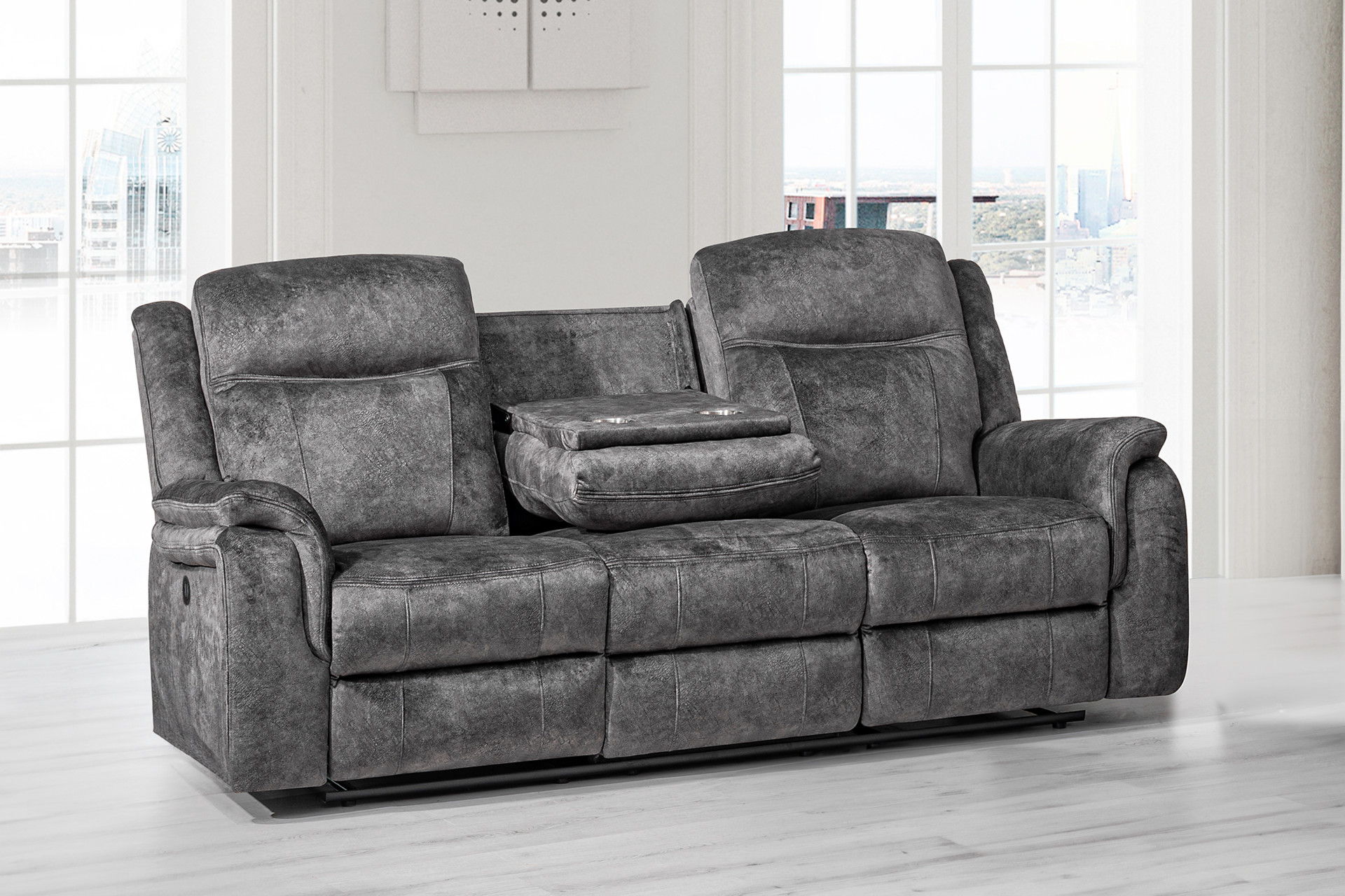 Park City - Sofa With Power Footrest - Slate, dark gray, view 6