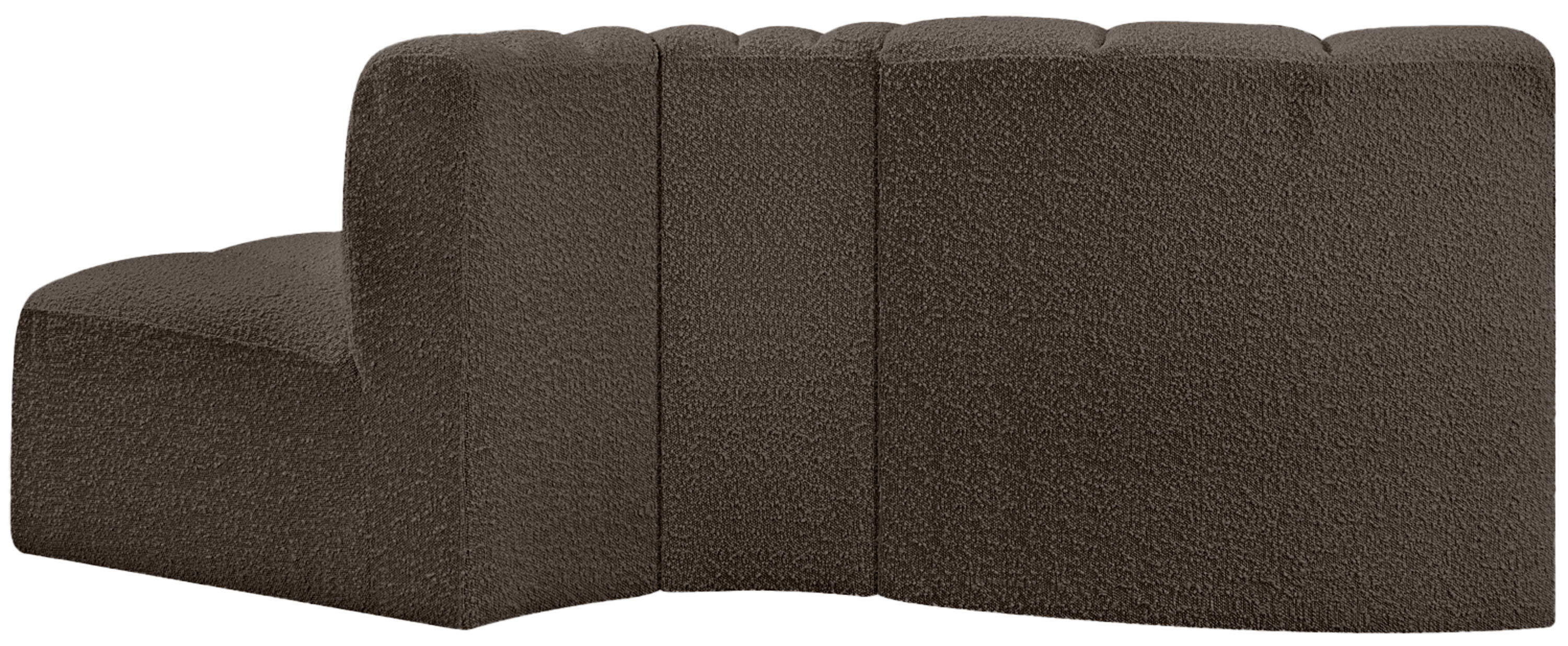 Arc - Boucle Fabric 3 Piece Modular Sofa - Brown