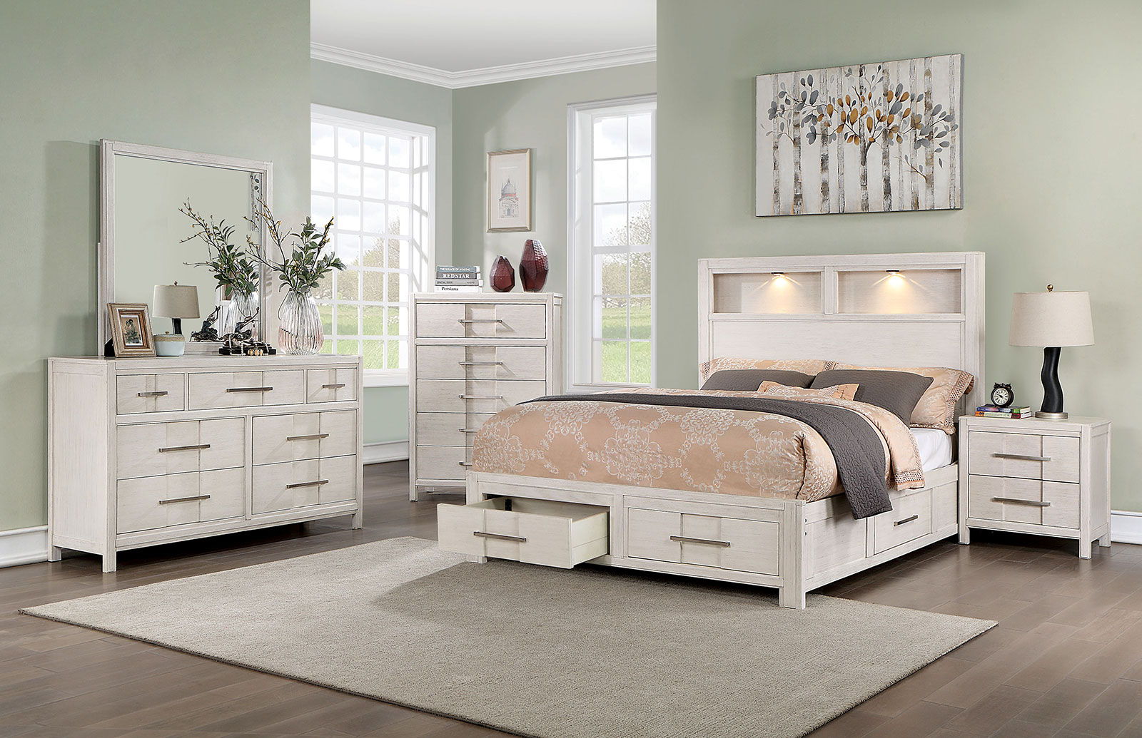 Karla 5 Piece Queen Bedroom Set With Chest White New Lots