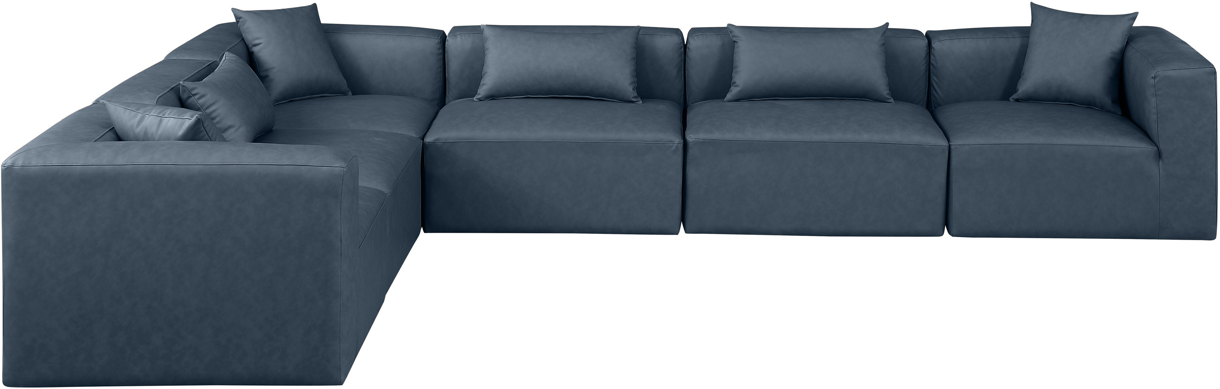 Cube - 6 Piece Modular Corner Sectional - Navy Blue