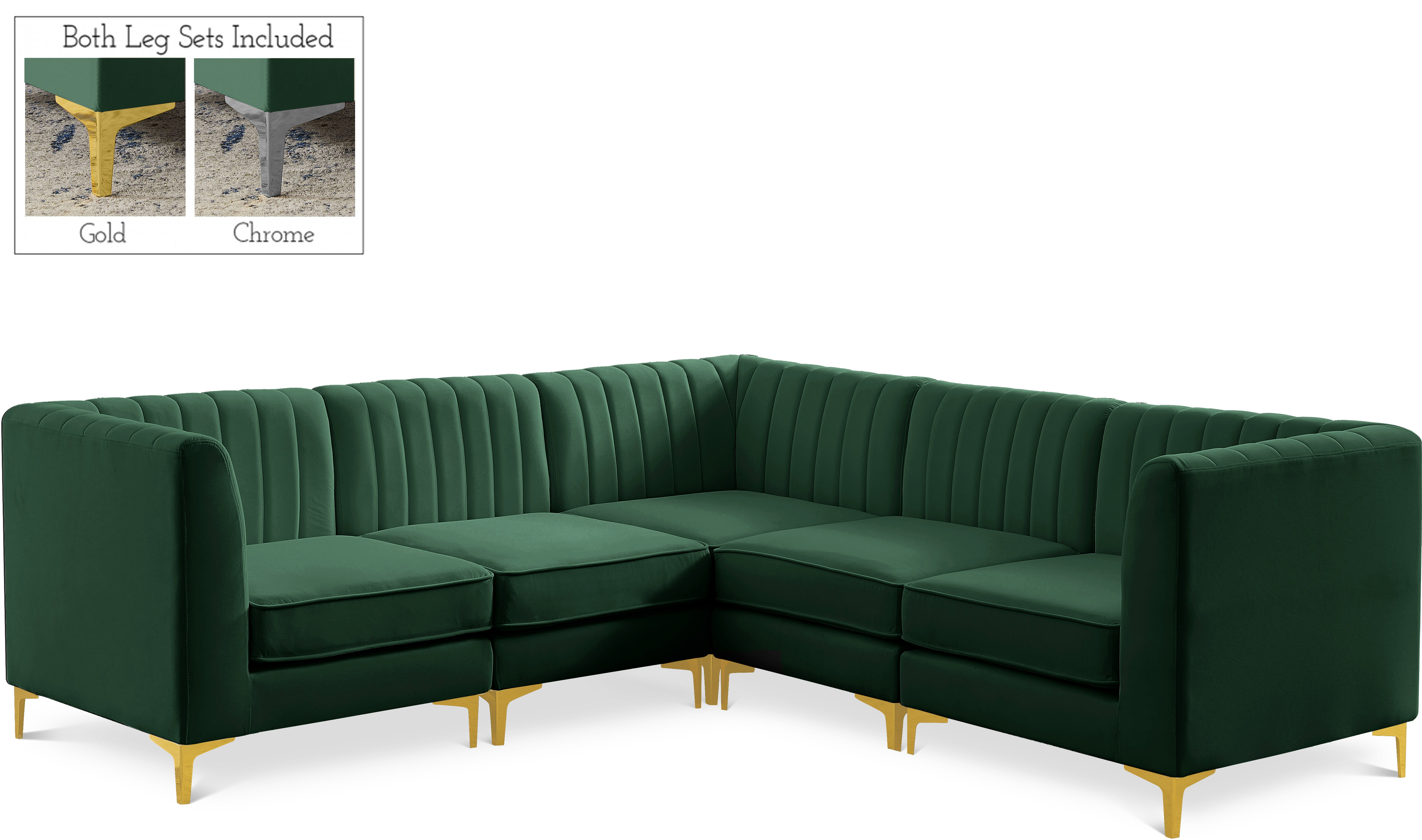Alina - 5 Piece Modular Corner Sectional - Green