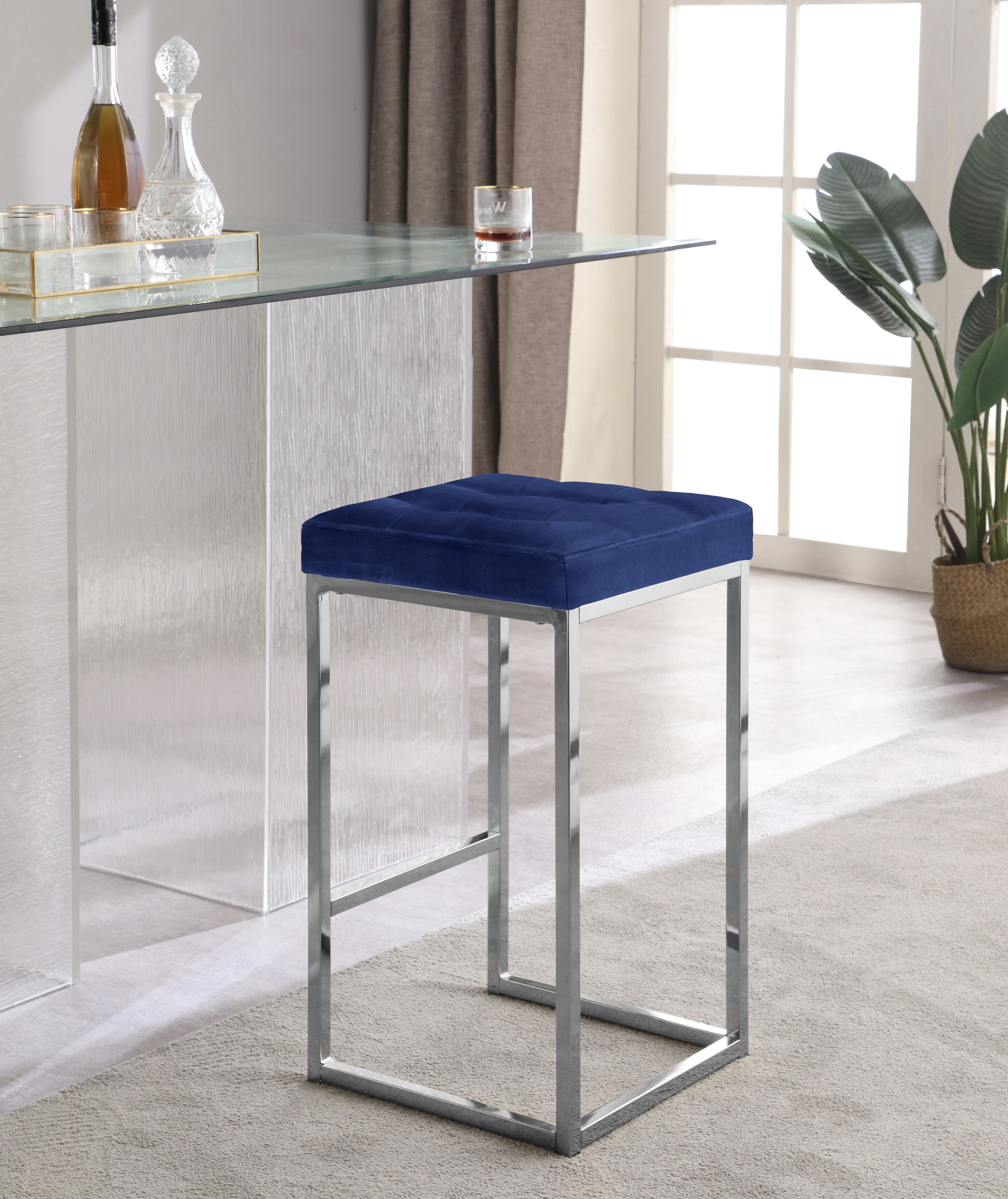 Nicola - Fabric Stool (Set of 2) - Navy