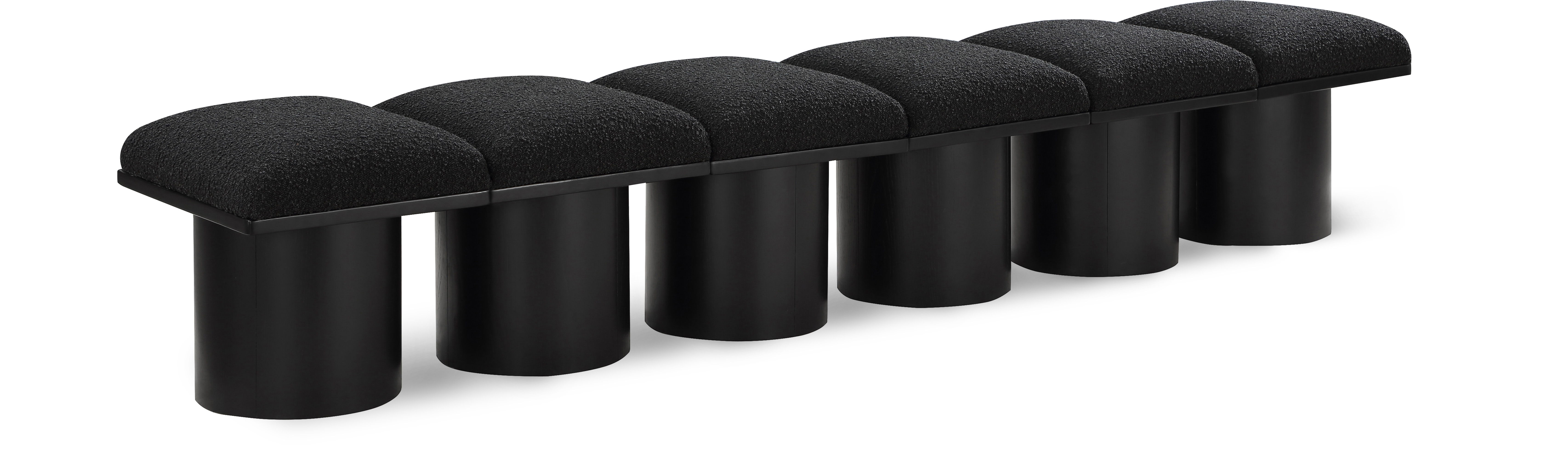 Pavilion - 93" 6 Piece Modular Bench With Black Base - Black