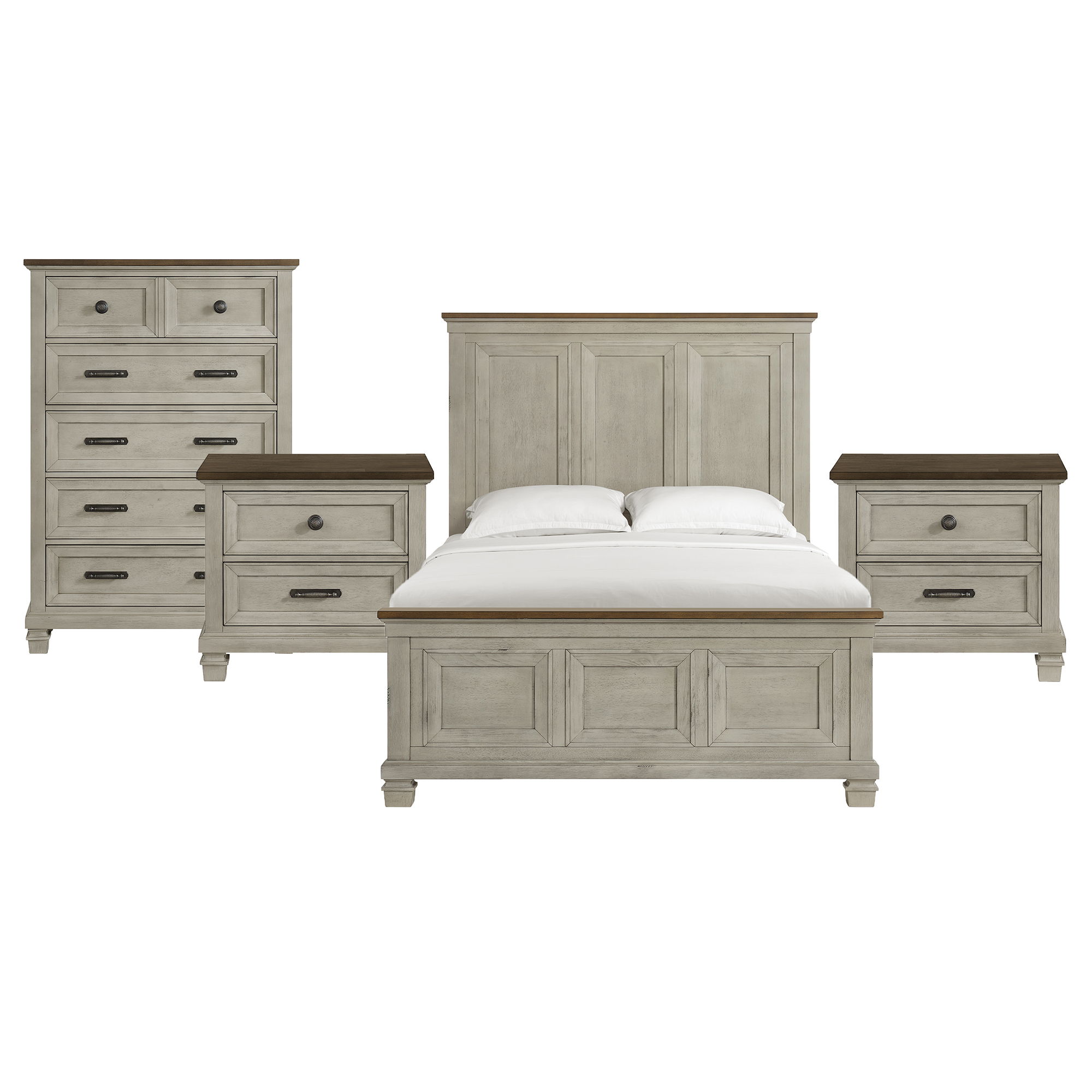 Queen · 4 Pc · Bedroom Set With 2 Nightstands & Chest