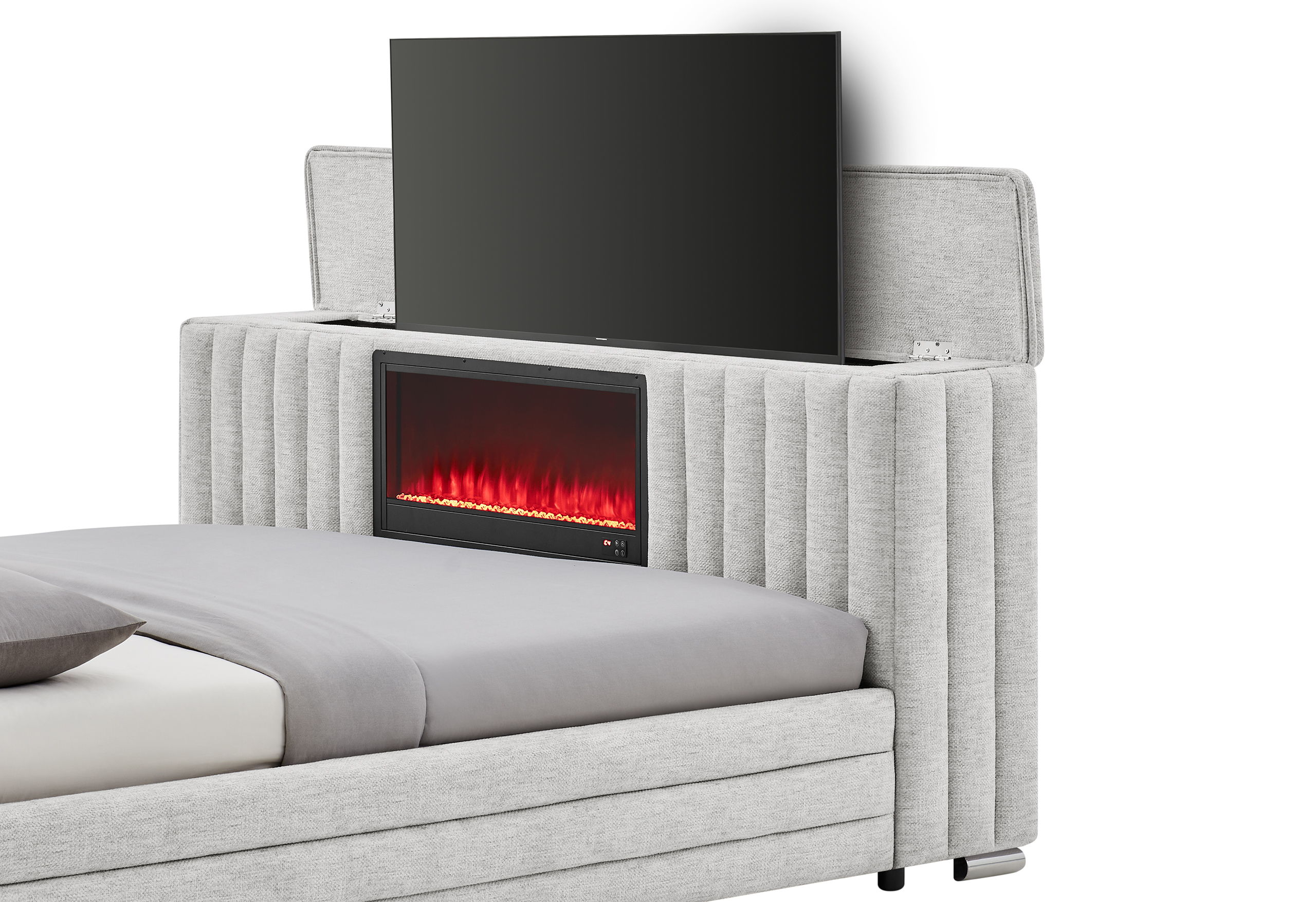 Elias - 5 Piece King Bedroom Set TV Footboard - Black / Dark Gray