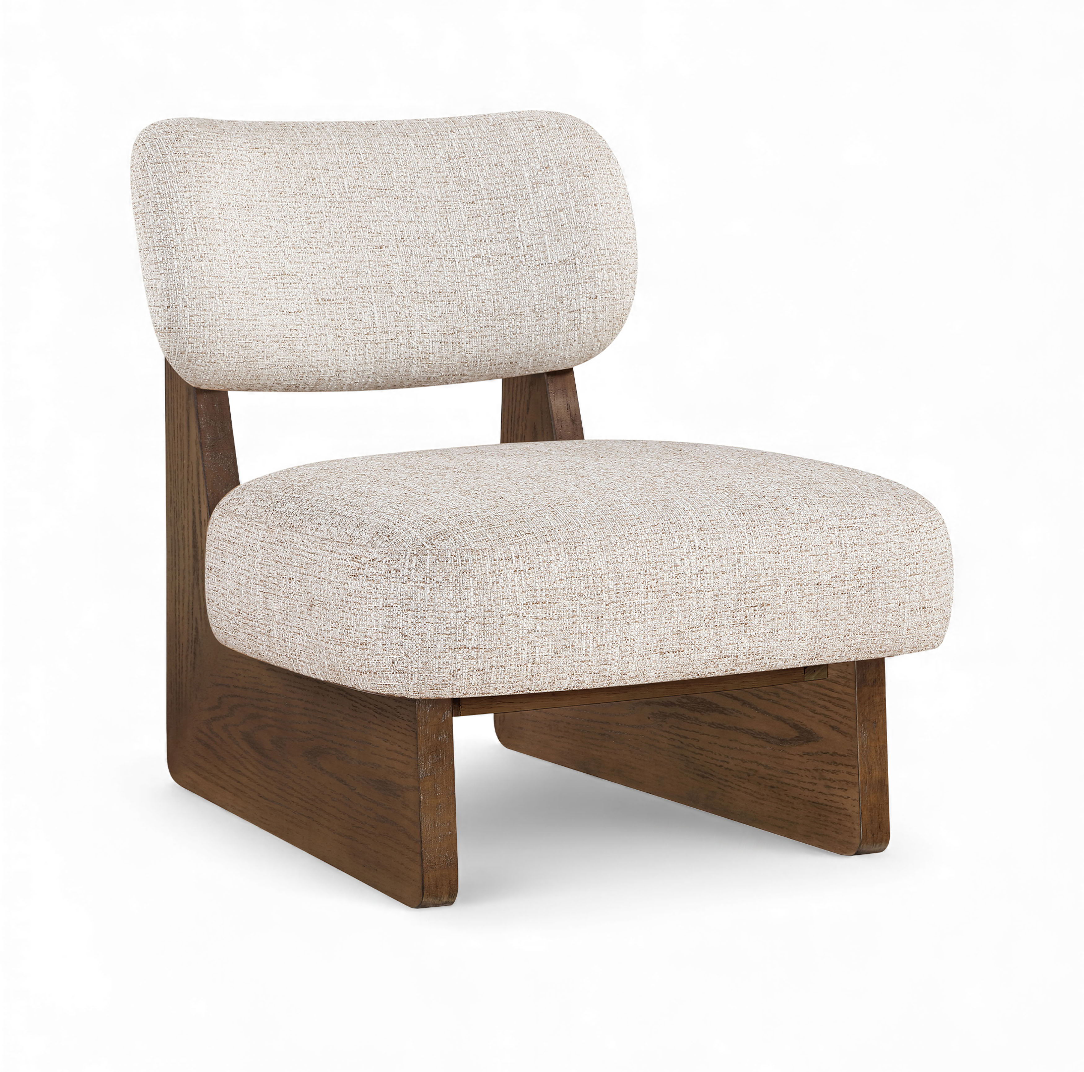 Linen Textured Fabric Upholstered Accent Chair