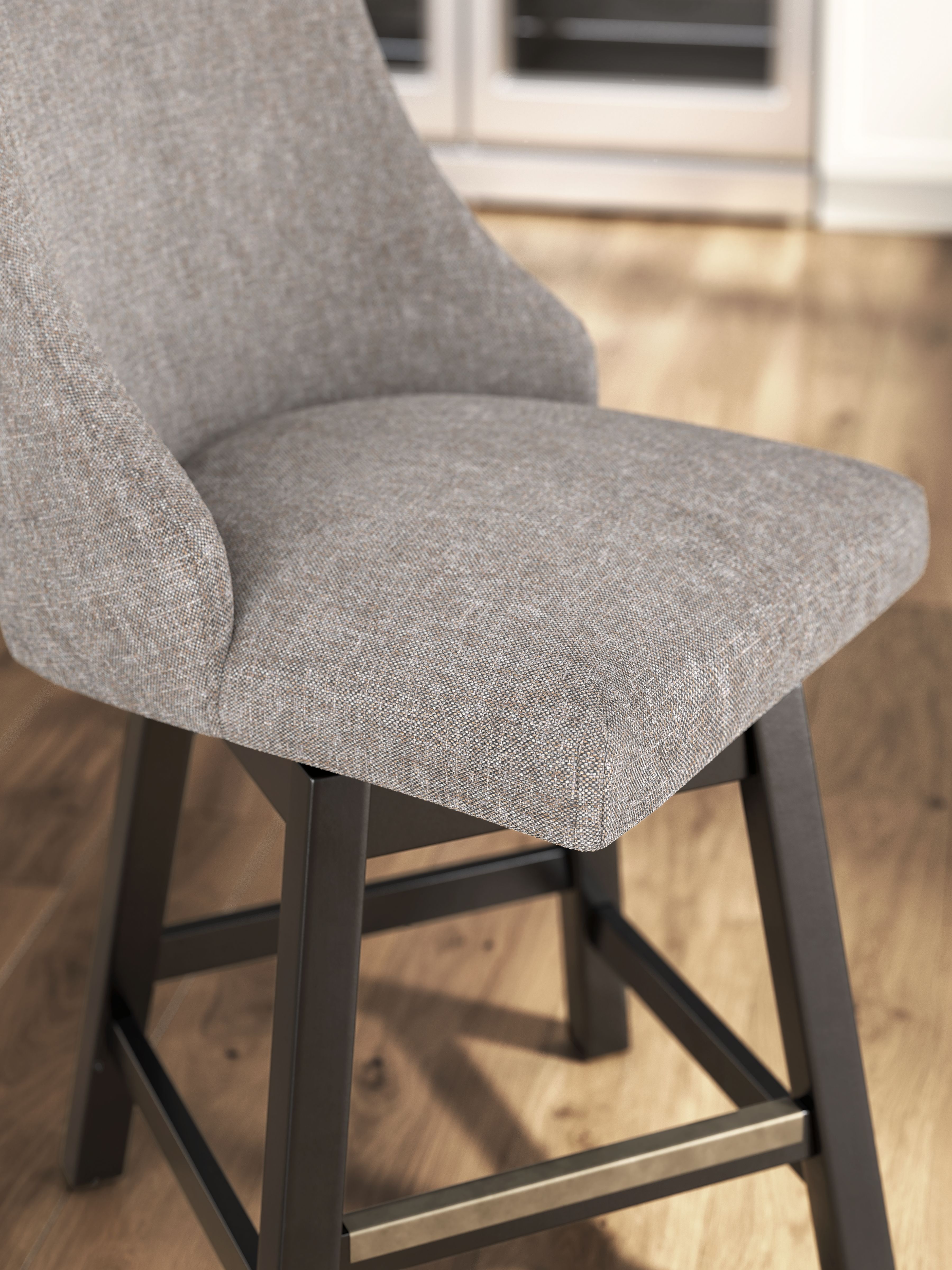 Ashley Furniture Neymorton - Upholstered Swivel Barstool (Set of 2) - Dark Grayish Brown - Image 8