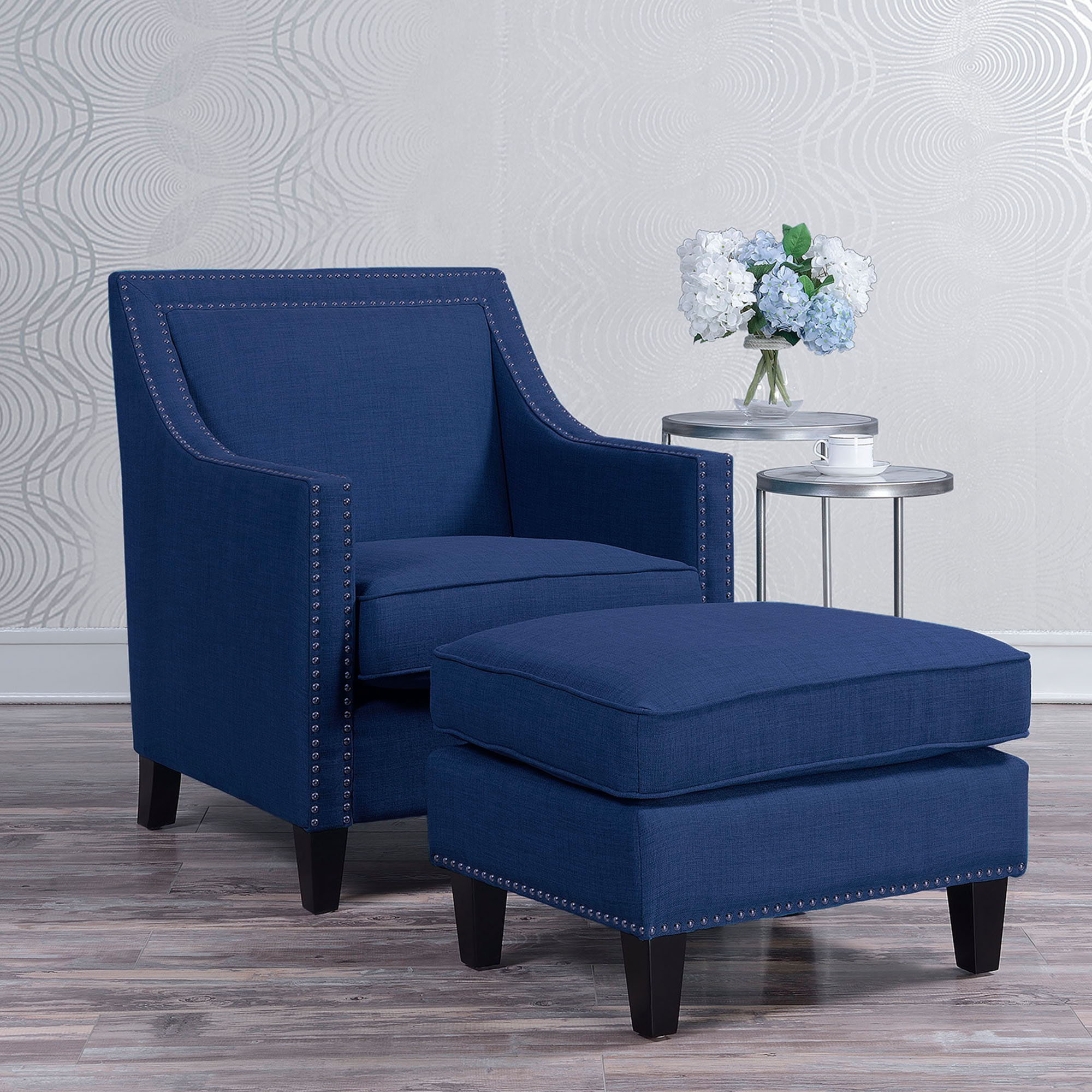 Erica - Chair & Ottoman - Heirloom Blue