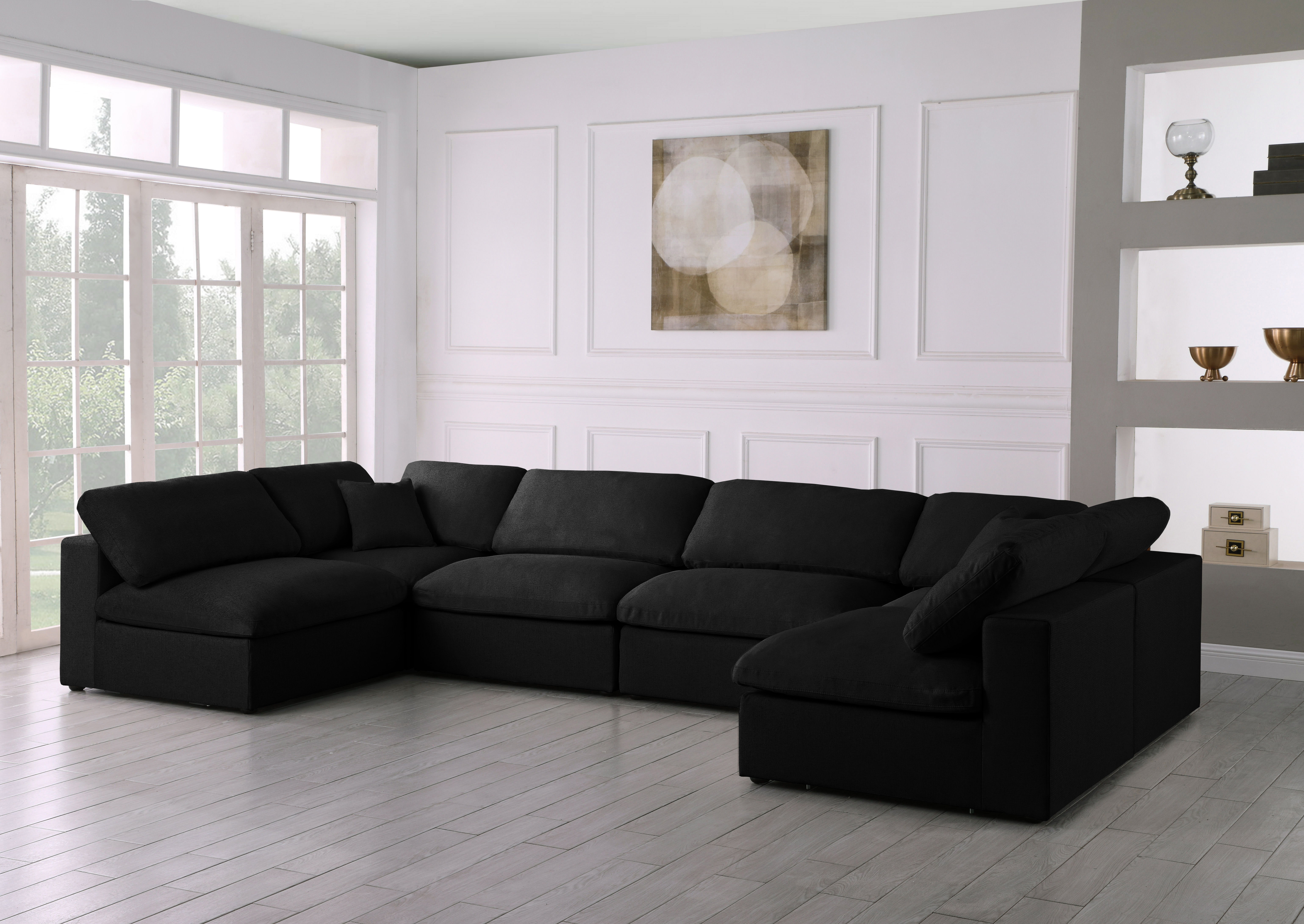 Serene - 6 Piece Modular U-Shaped Sectional - Black