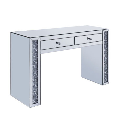 Noralie - Vanity Desk - Faux Diamonds & Mirrored, silver