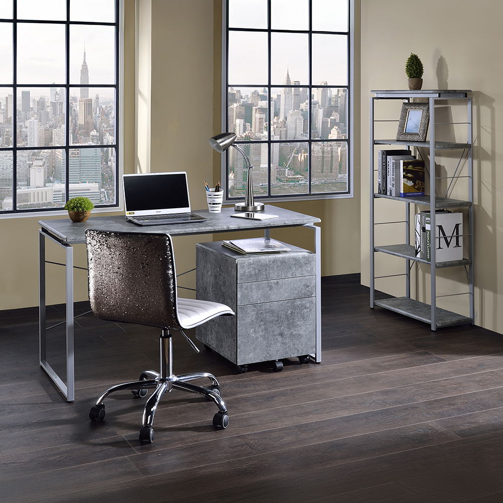 Jurgen - Bookshelf - Faux Concrete & Silver, silver, view 4