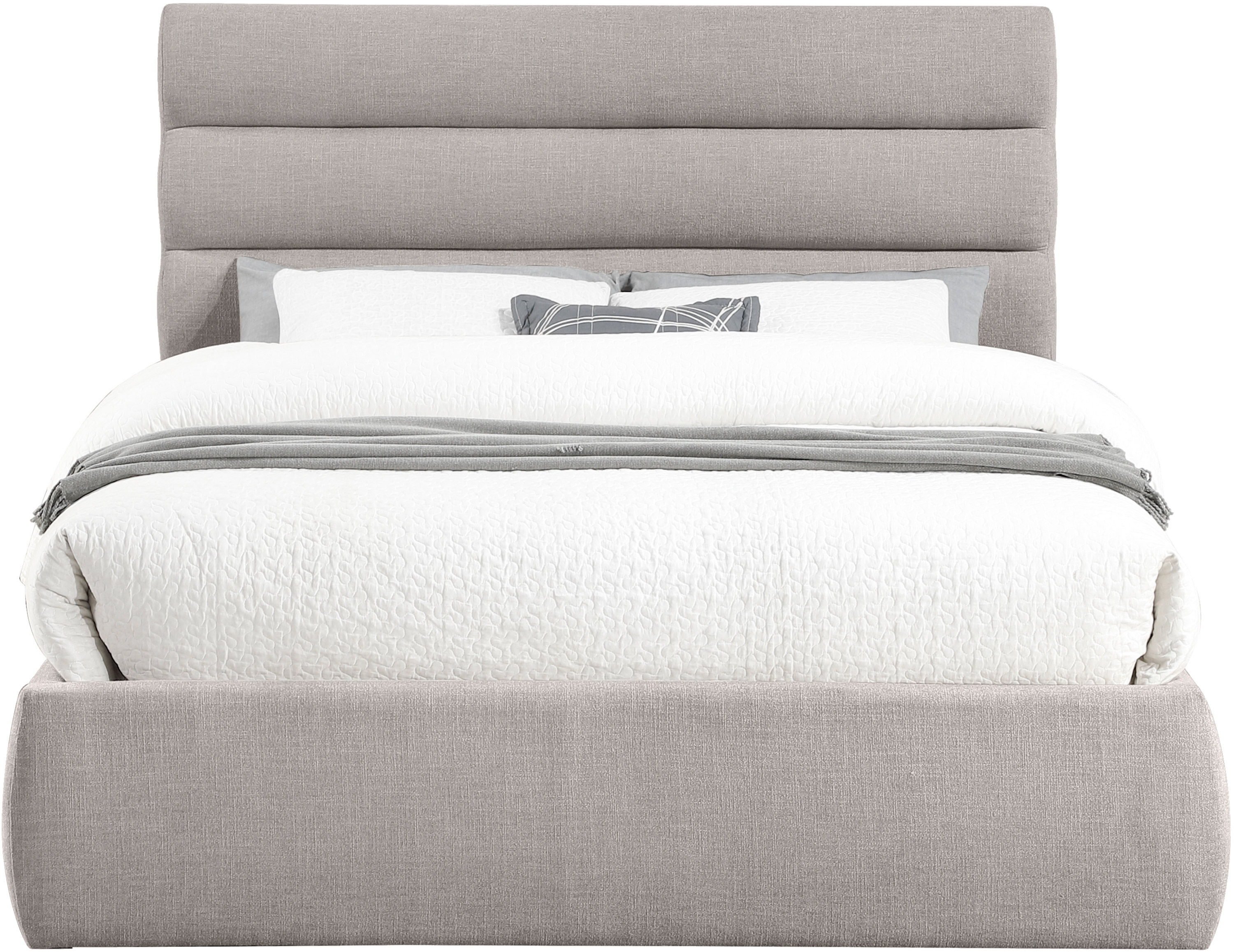 Adam - Linen Fabric Queen Bed With 52" Headboard - Taupe