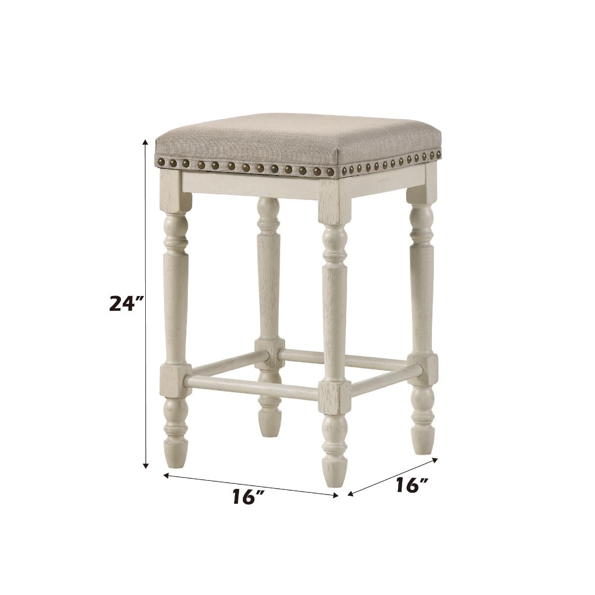Tasnim - Counter Height Stool (Set of 2) - Tan Fabric & Antique White, white, view 8