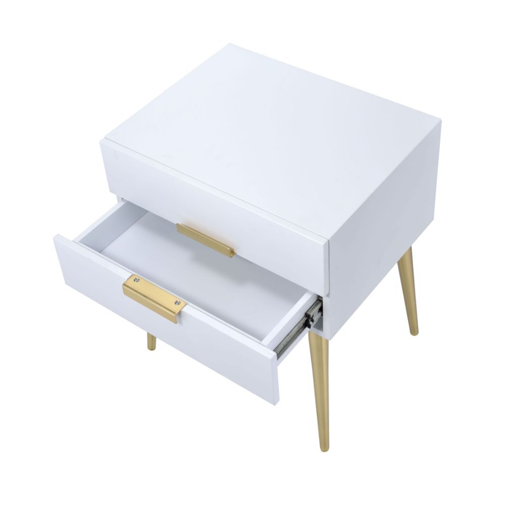 Denvor - End Table - White & Gold, white, view 7