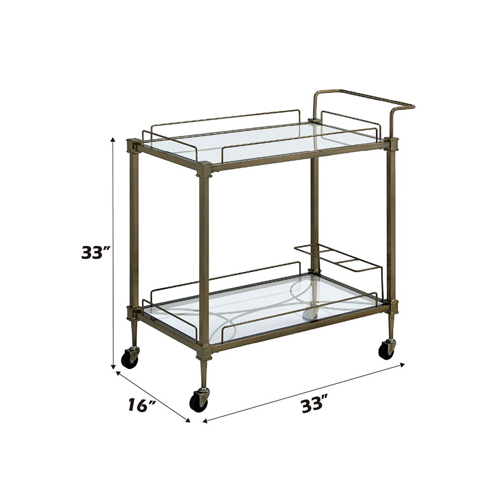 Aditya - Serving Cart - Mirrored & Antique Brass, gold, view 2