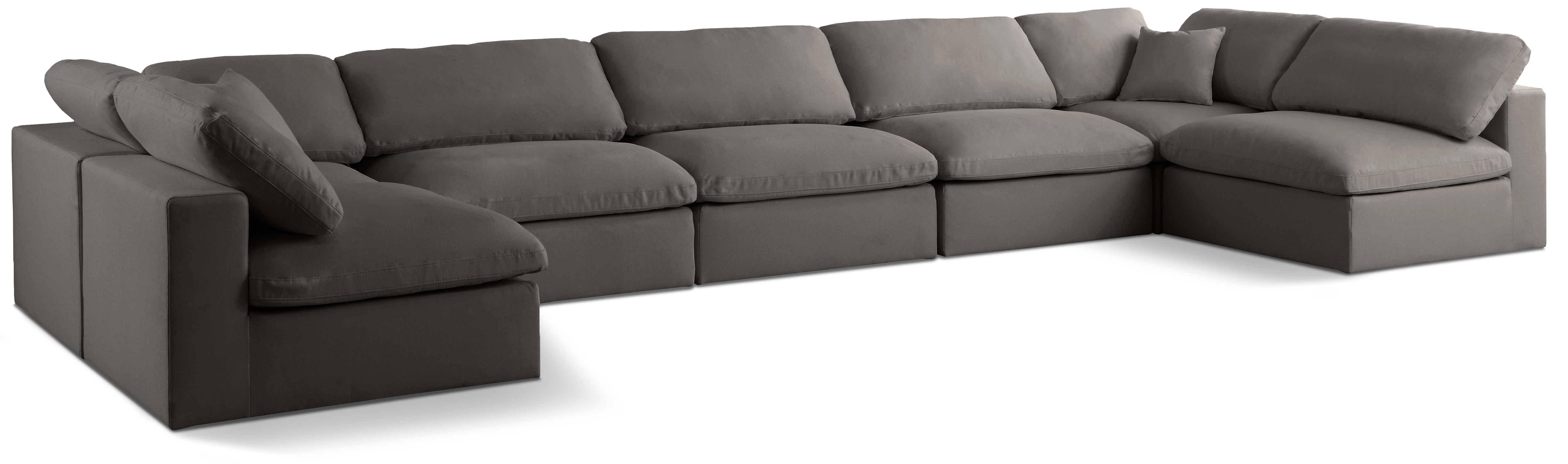 Plush - 7 Piece Modular U-Shaped Sectional - Gray