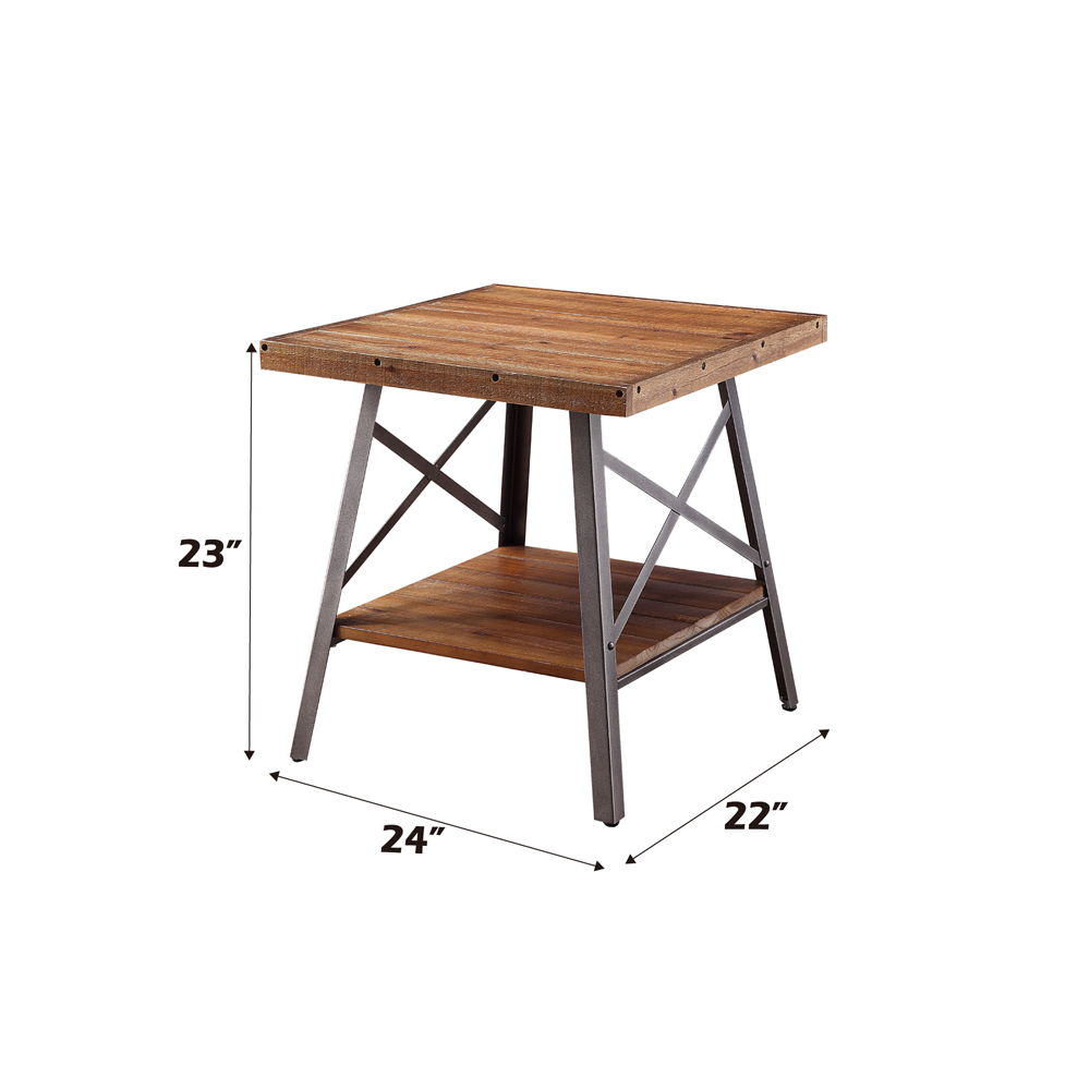 Ikram - End Table (Set of 2) - Weathered Oak & Sandy Black, light brown, view 4