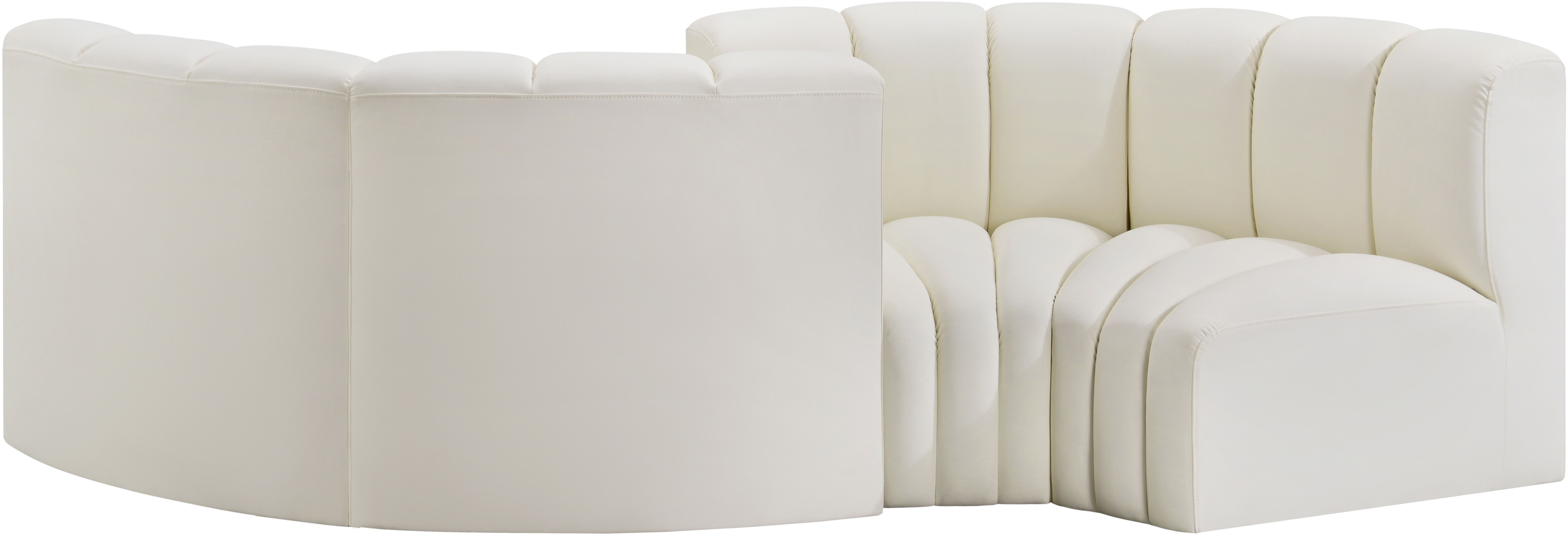 Arc - Faux Leather 4 Piece Curved Modular Sofa - Cream