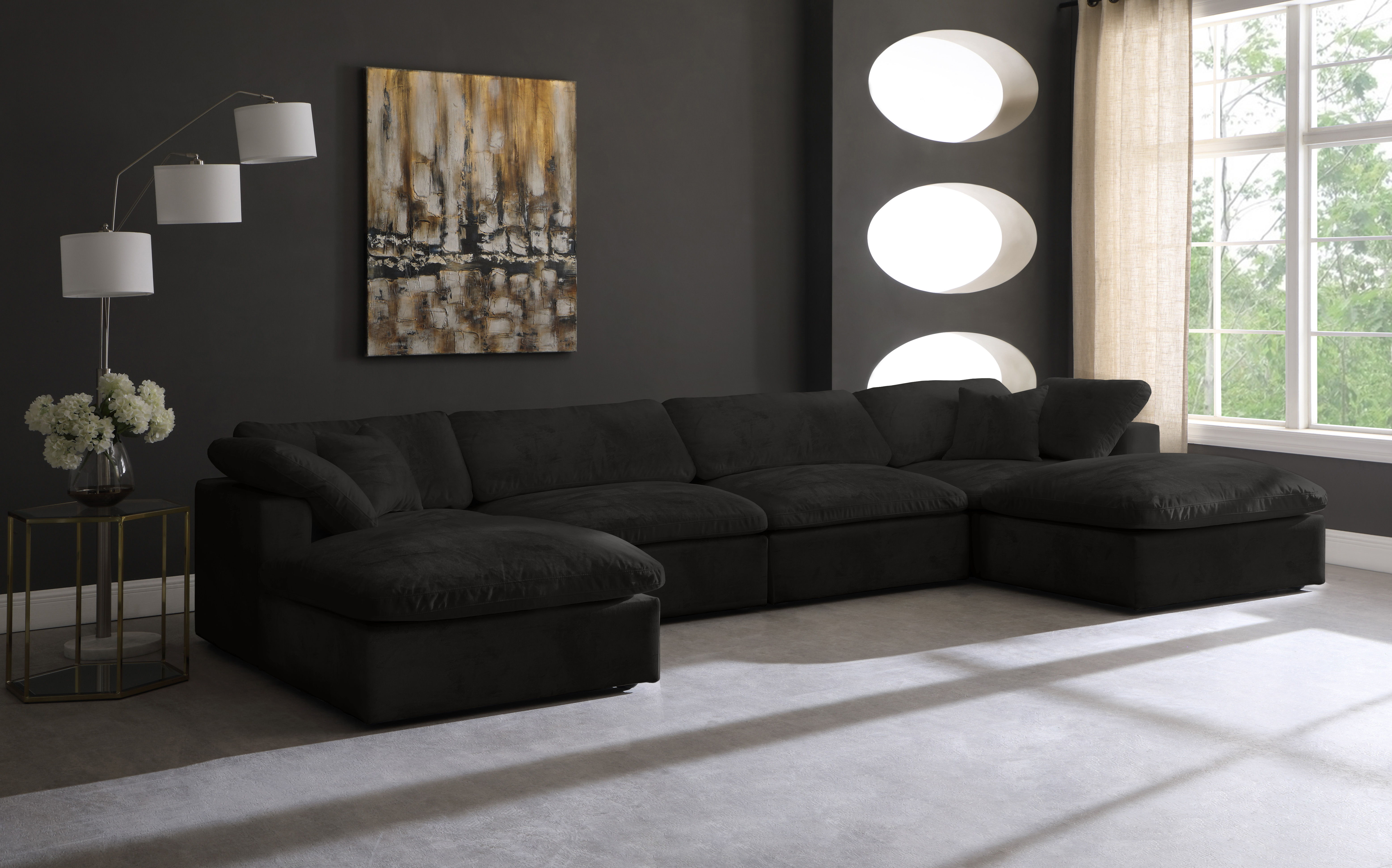 Cozy - 6 Piece Modular Double Chaise Sectional - Black