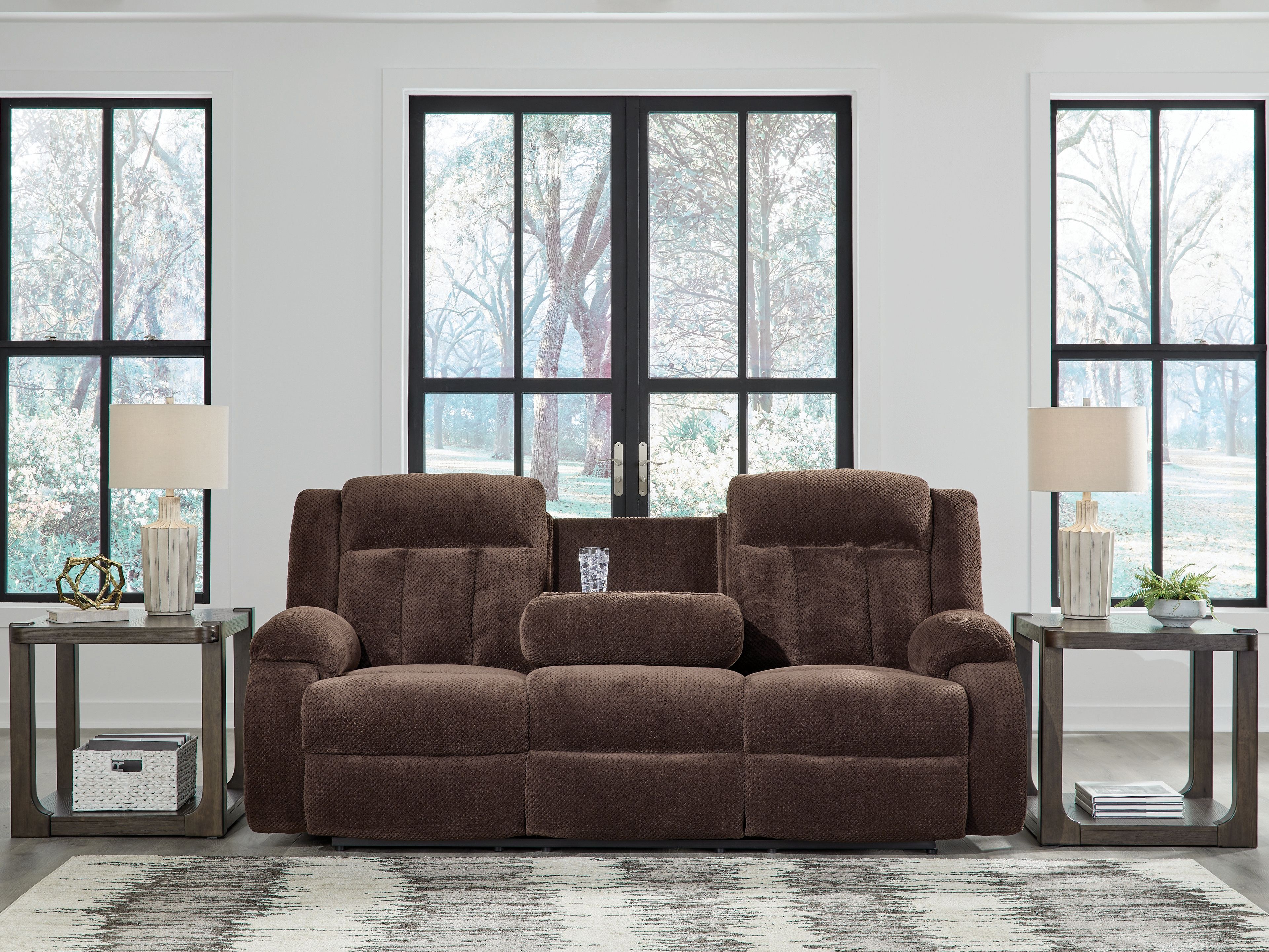 Ashley Furniture Free Wake - Reclining Power Sofa With Drop Down Table - Chocolate - Image 6