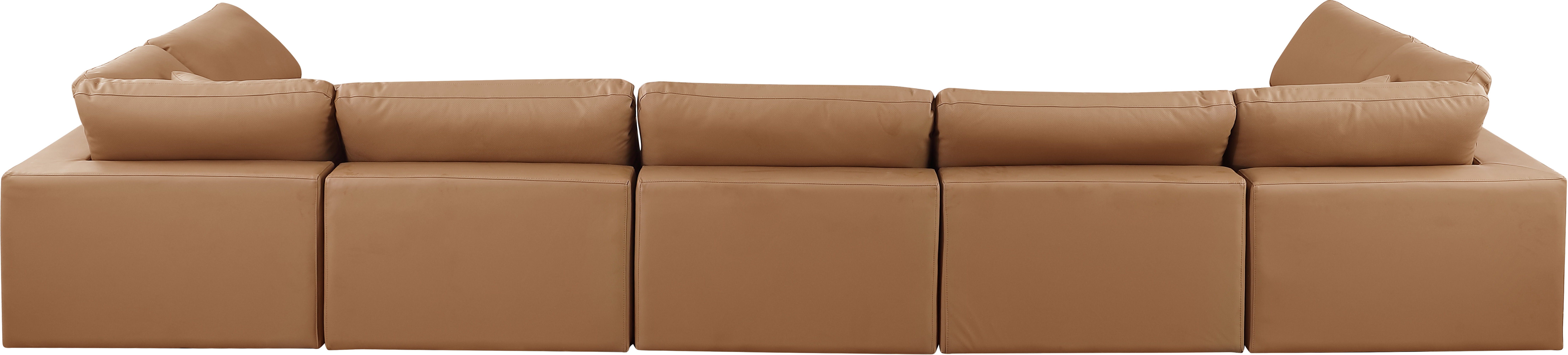 Comfy - 7 Piece Faux Leather Modular Armless Sectional - Cognac