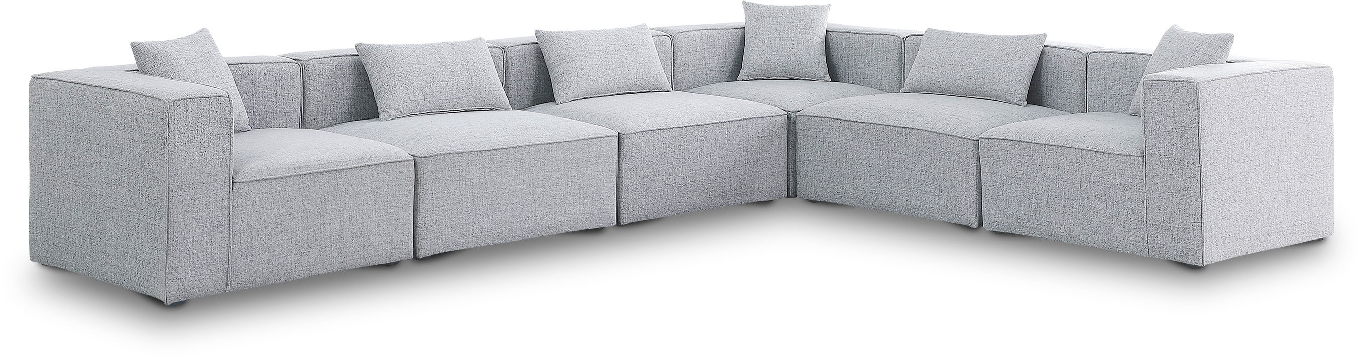 Cube - Linen 6 Piece Modular Corner Sectional - Gray