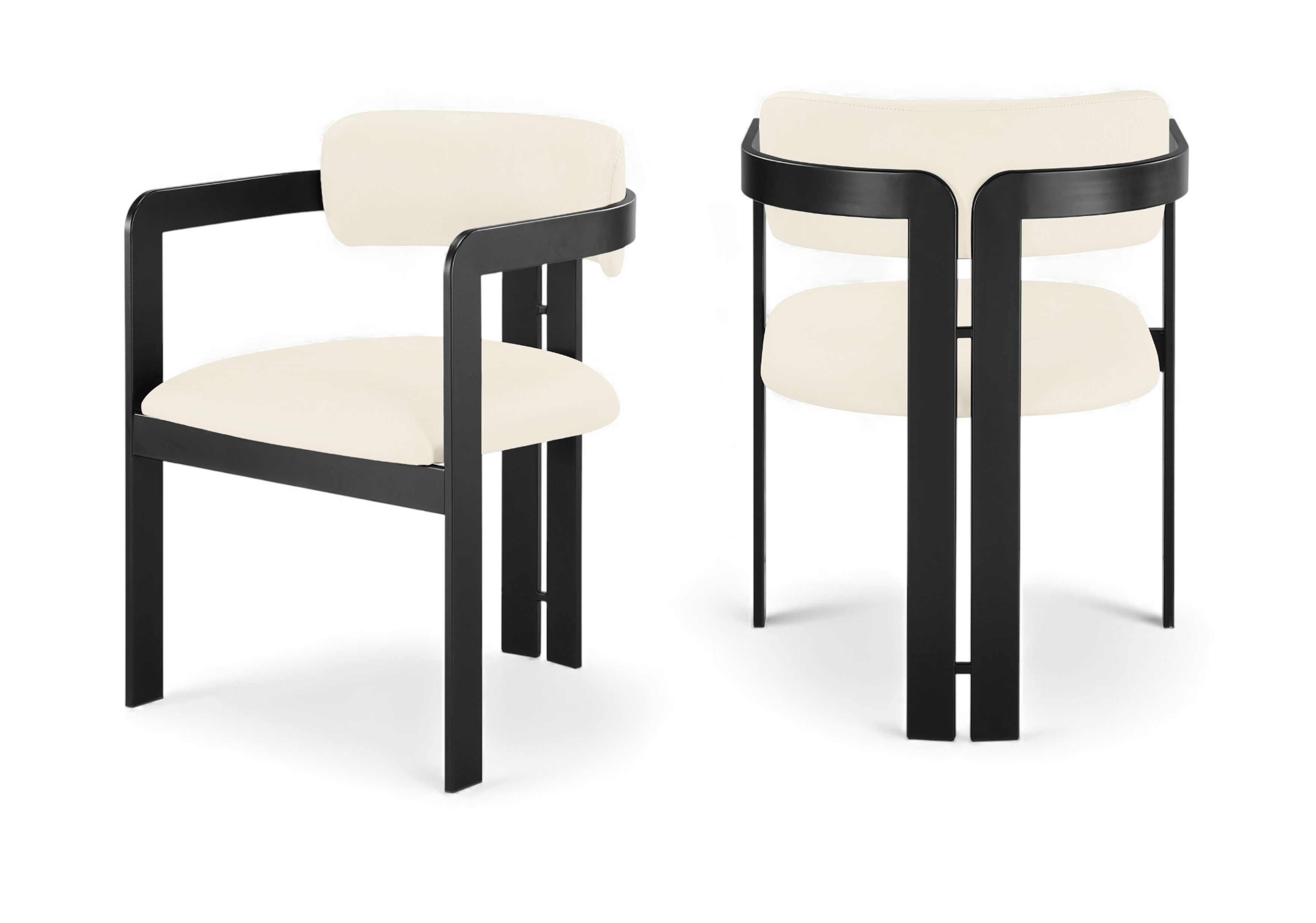 Aurum - Vegan Leather Upholstered Dining Chair (Set of 2) - Cream / Graphite Black