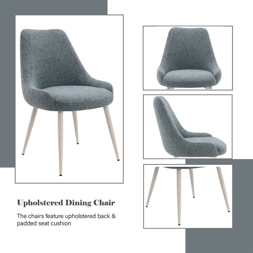 Laela - Side Chair (Set of 2) - Light Blue Boucle & White, light blue, view 5