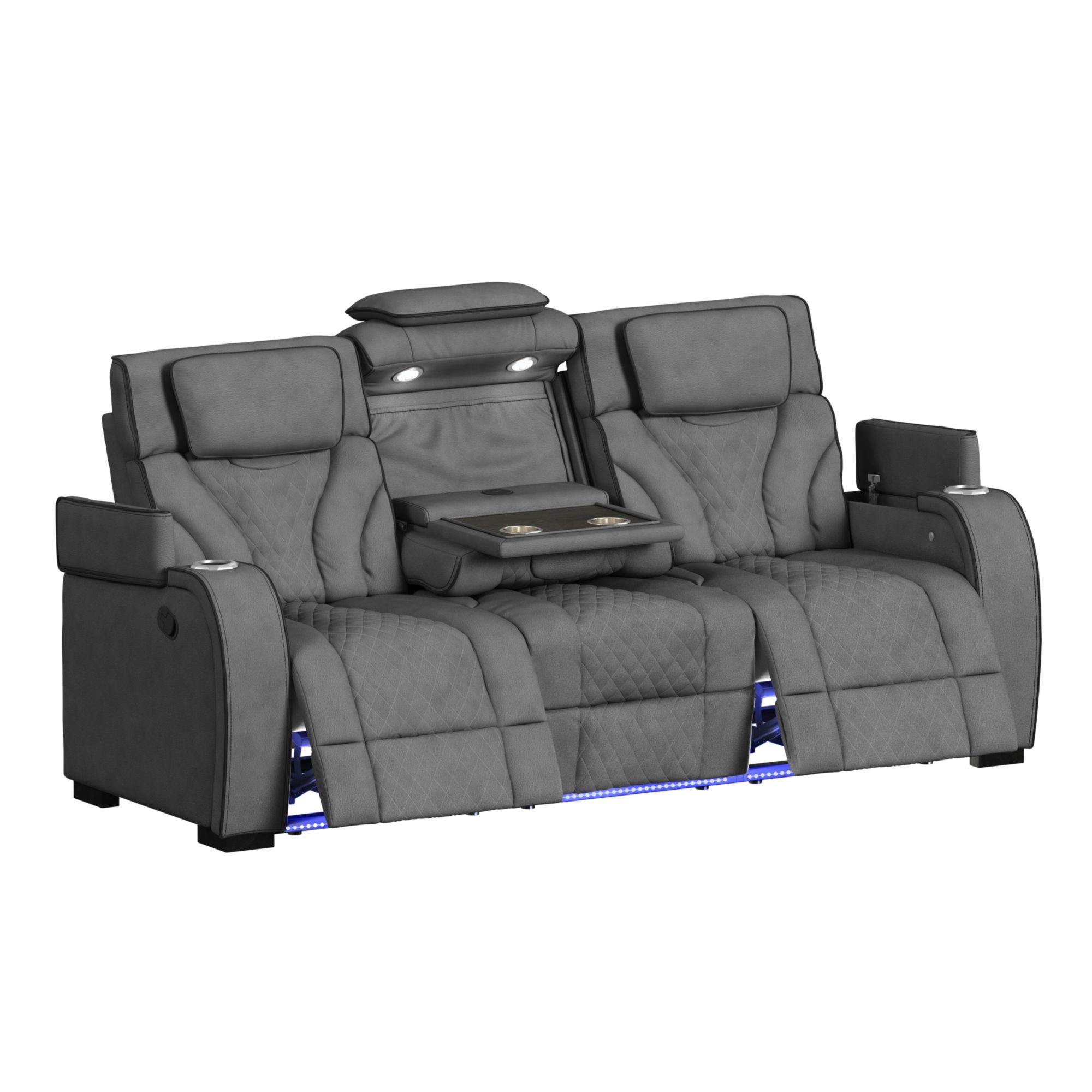 Blitz - 2 Piece Living Room Set (Sofa & Loveseat) - Simba Slate And Black Welt