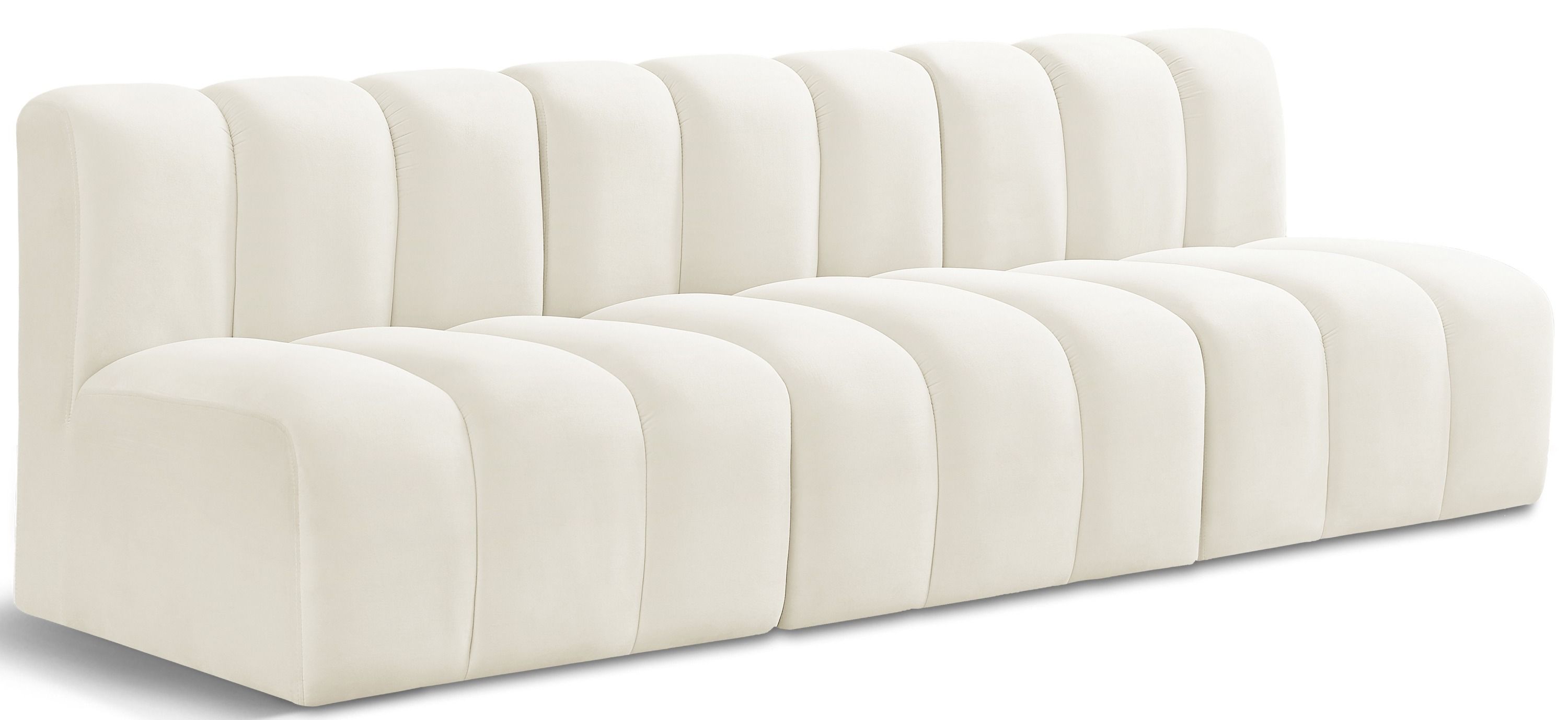 Arc - Velvet 3 Seats Modular Sofa - White