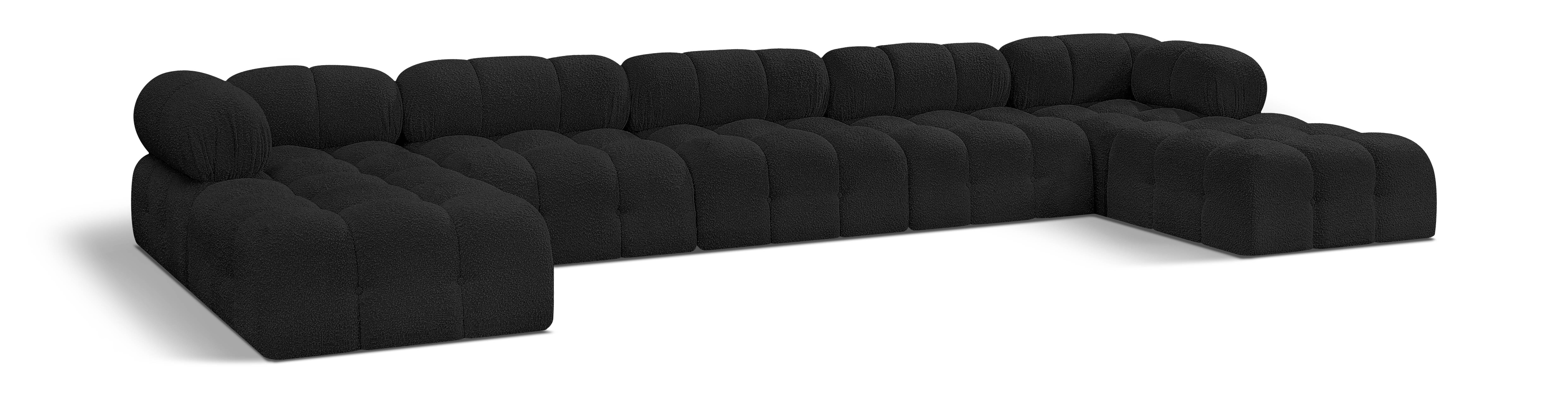Ames - 7 Piece Fabric Modular U-Shaped Sectional - Black