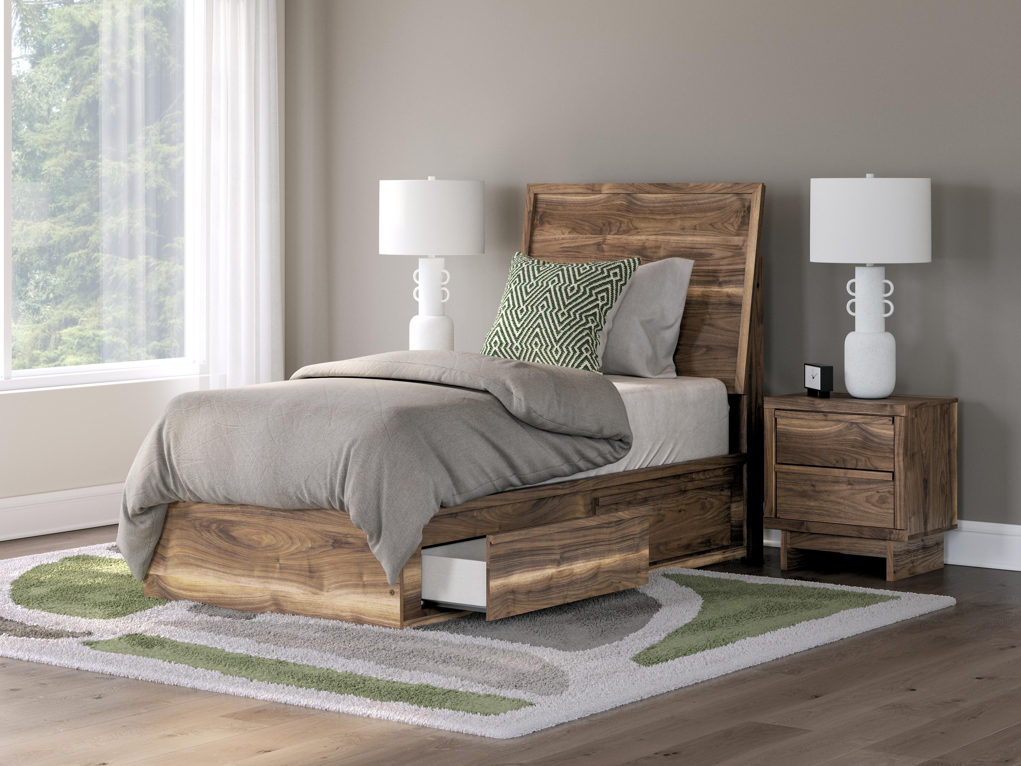 Ashley Furniture Chirason - Twin Panel Bed With Storage - Brown - Image 2
