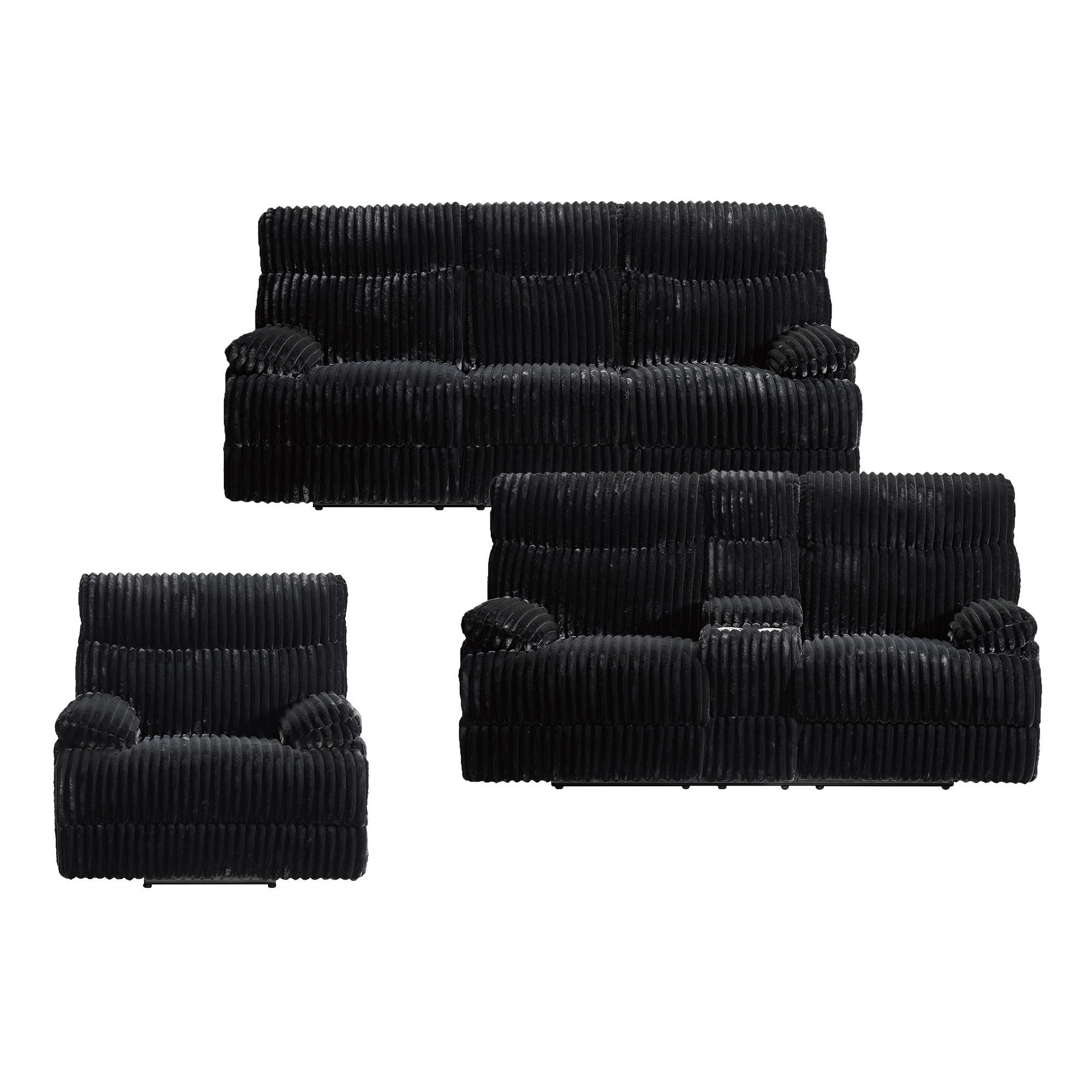 Admiral - 3 Piece Living Room Set (Sofa, Loveseat & Recliner) - Black