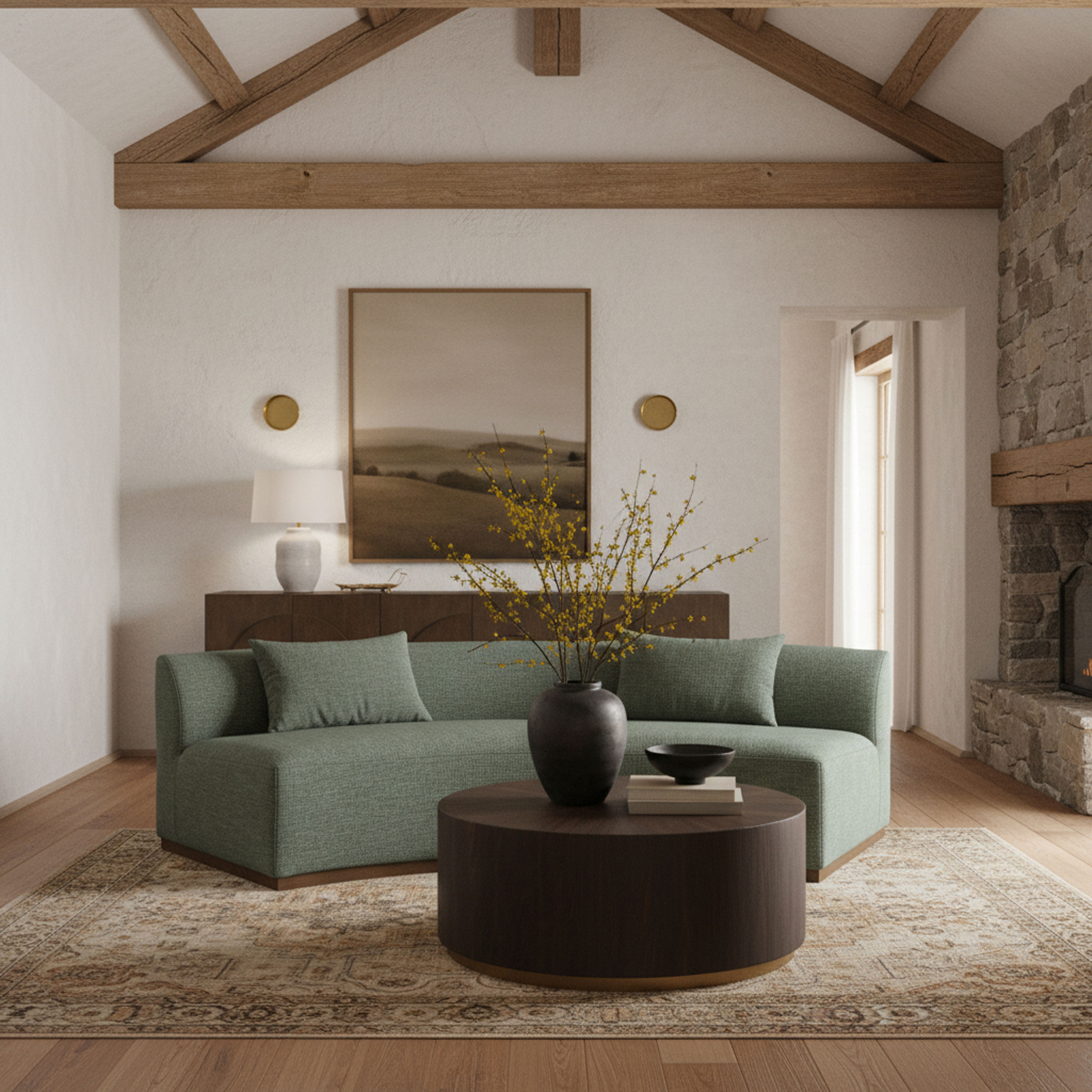 Avanti - 104" Chenille Fabric Upholstered Sofa - Olive
