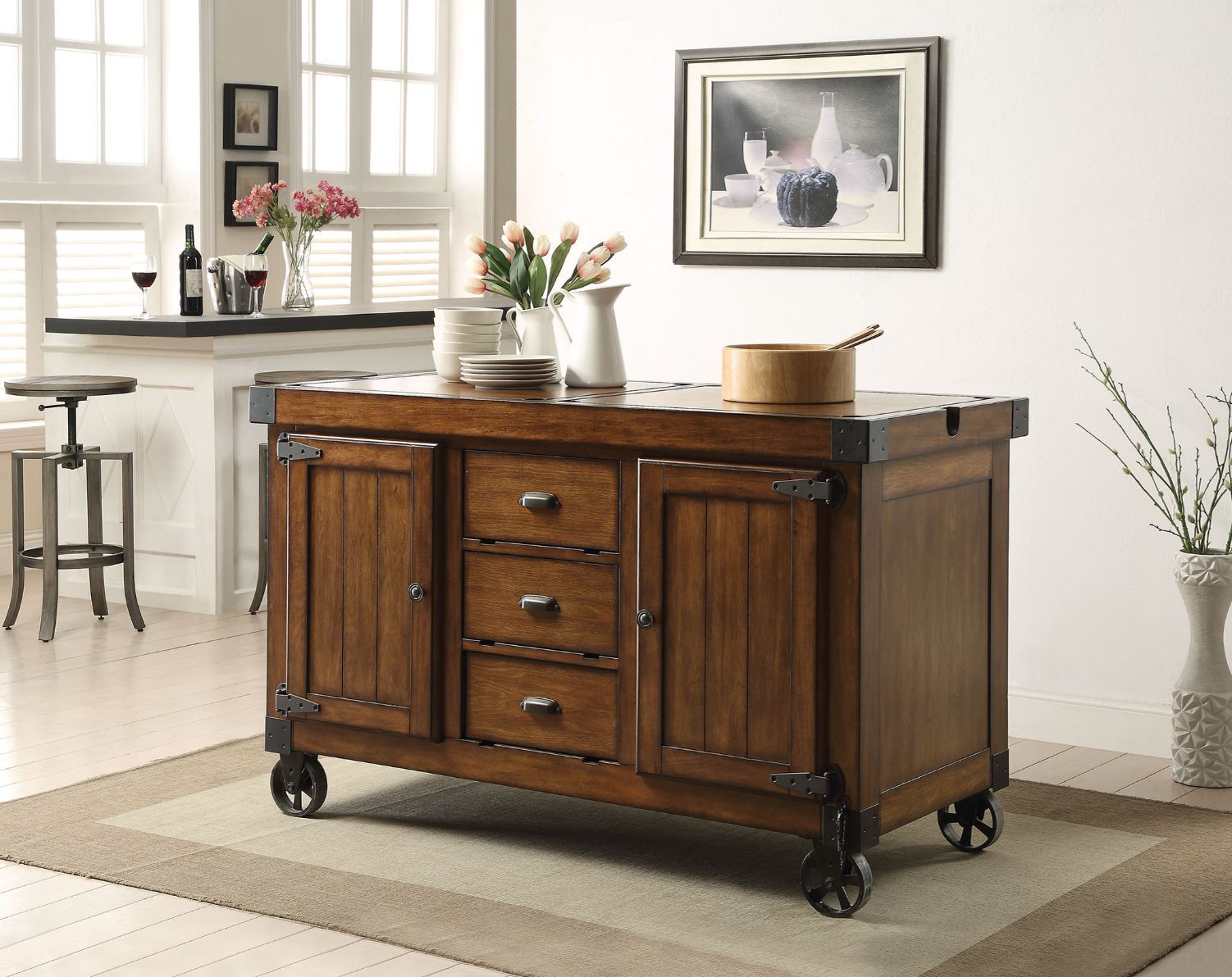 Kabili - Kitchen Cart - Antique Tobacco, dark brown