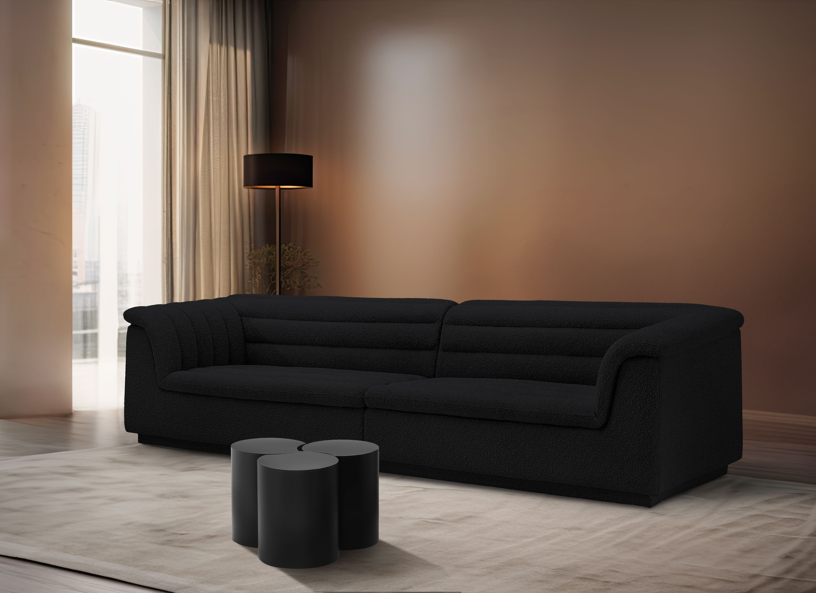 Dimple - 20" 3 Piece Modular Coffee Table - Black