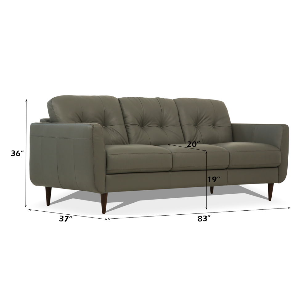 Radwan - Sofa - Pesto Green Leather, dark green, view 6