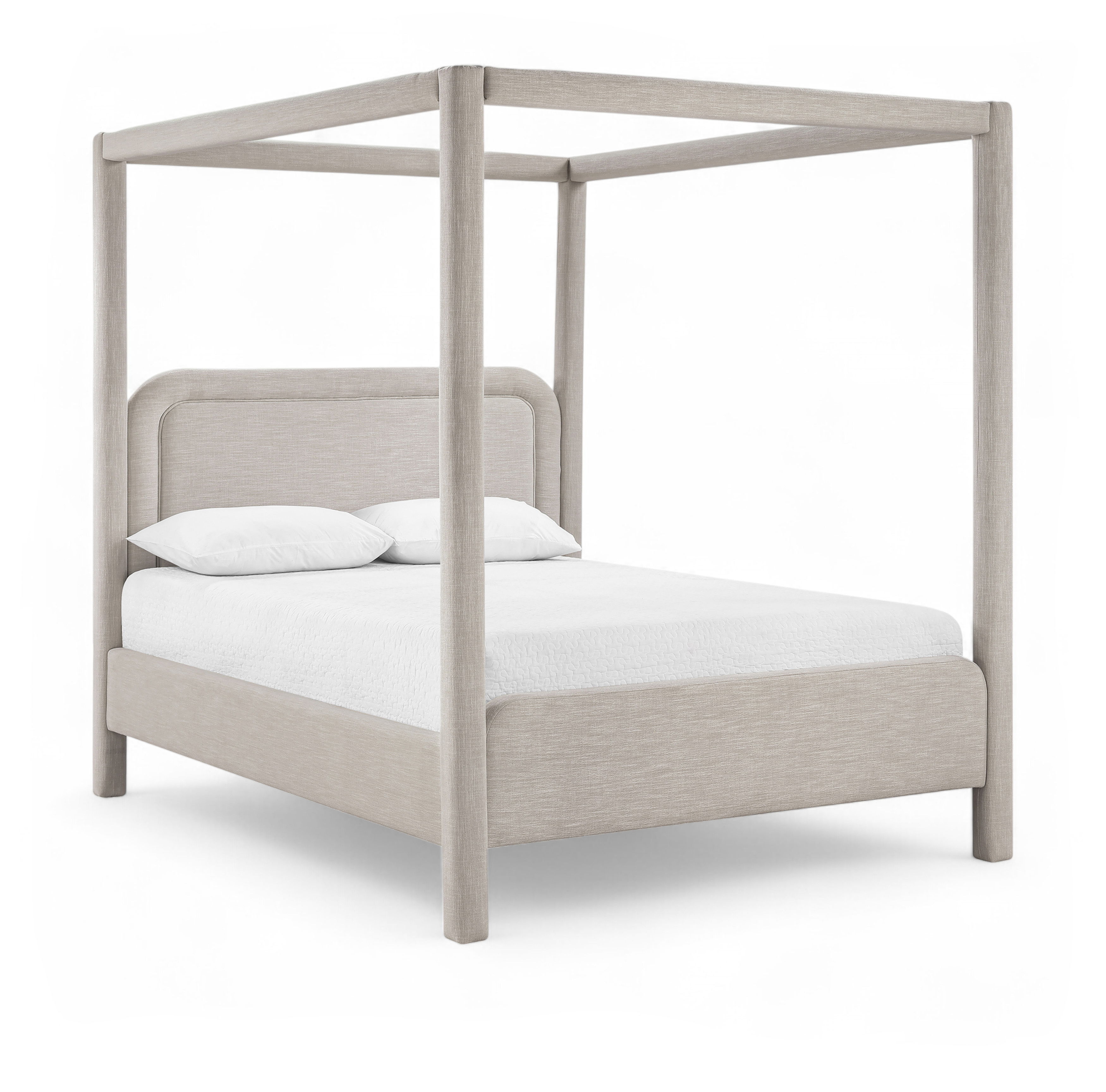 Salina - Linen Textured Fabric Upholstered Queen Bed - Beige