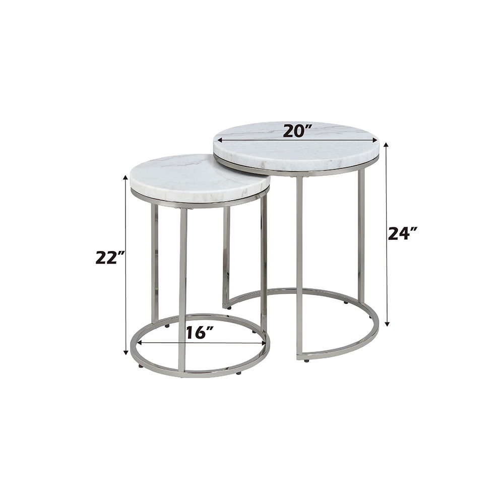 Zaidee - Nesting Table Set - Marble Top & Nickel, silver, view 4