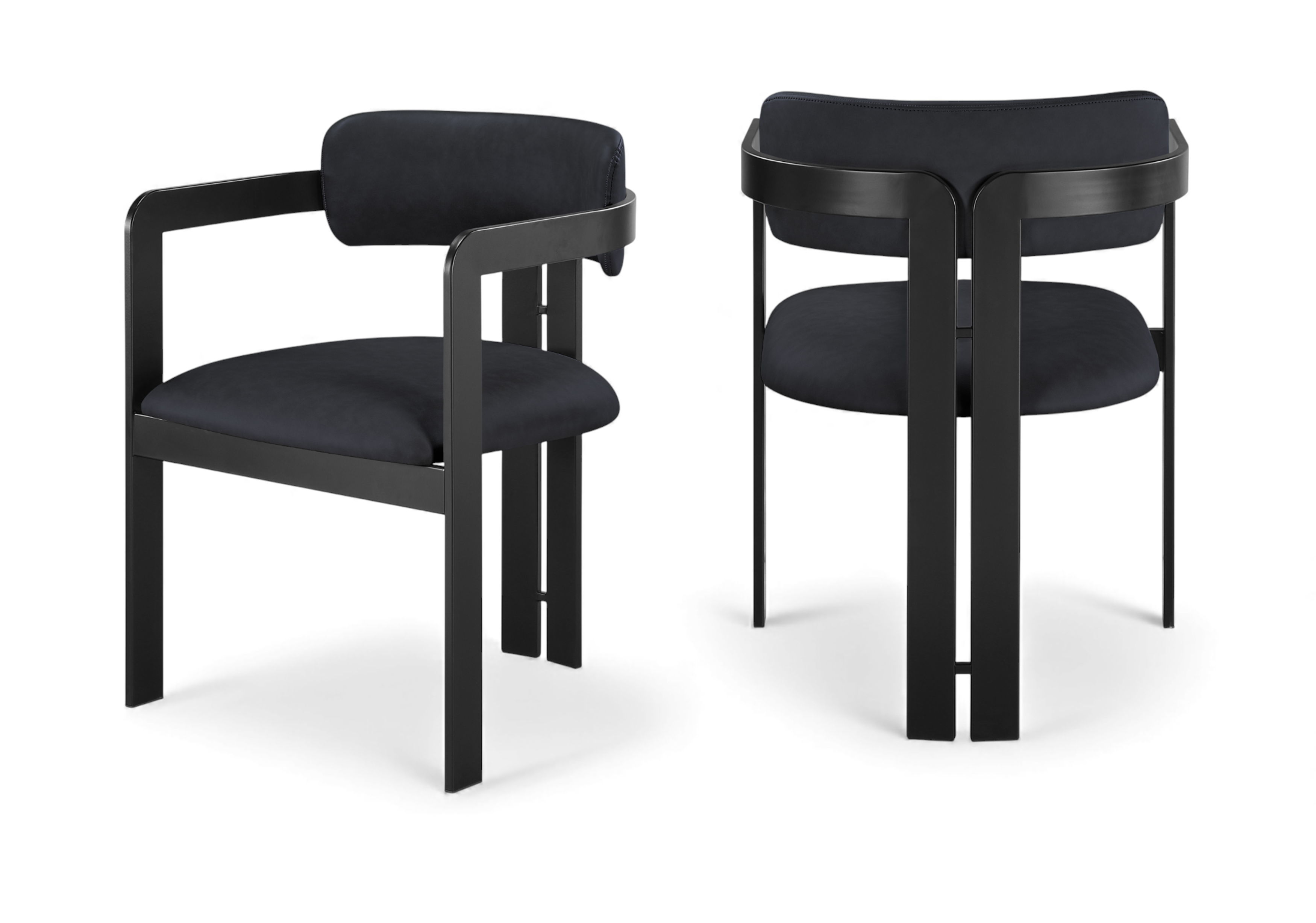 Aurum - Vegan Leather Upholstered Dining Chair (Set of 2) - Black / Graphite Black