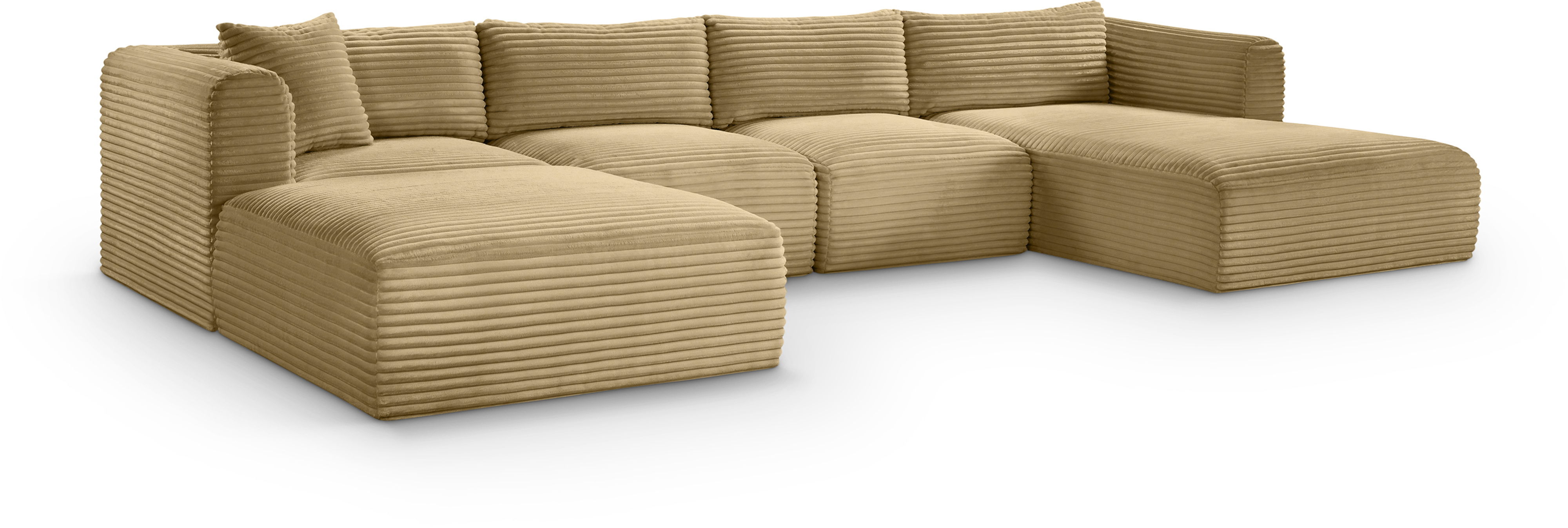 Shaggy - 5 Piece Modular Sectional With Chaise And Ottoman - Camel